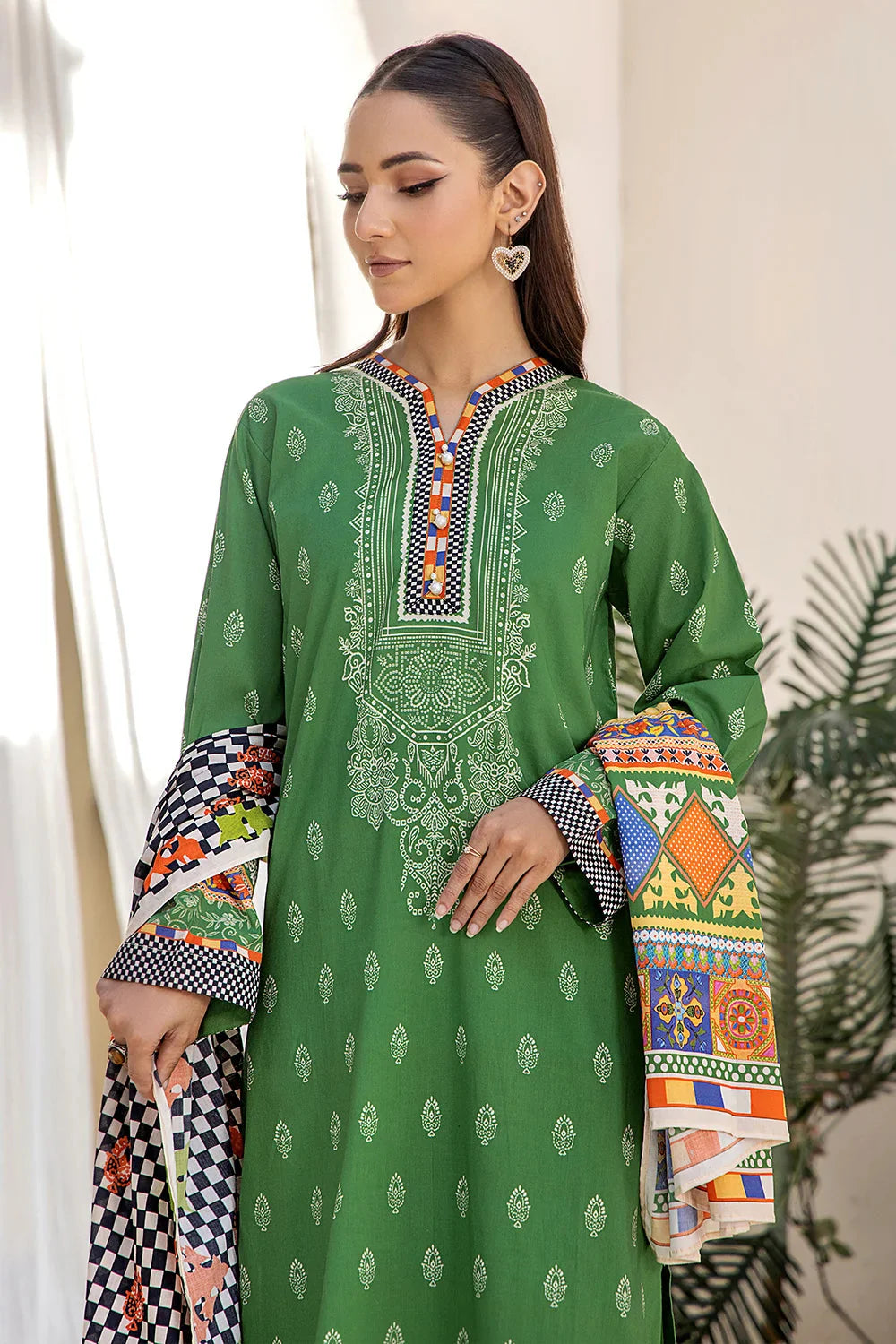 3PC Printed Unstitched Lawn Suit KLA-2412 Printed KHAS STORES 