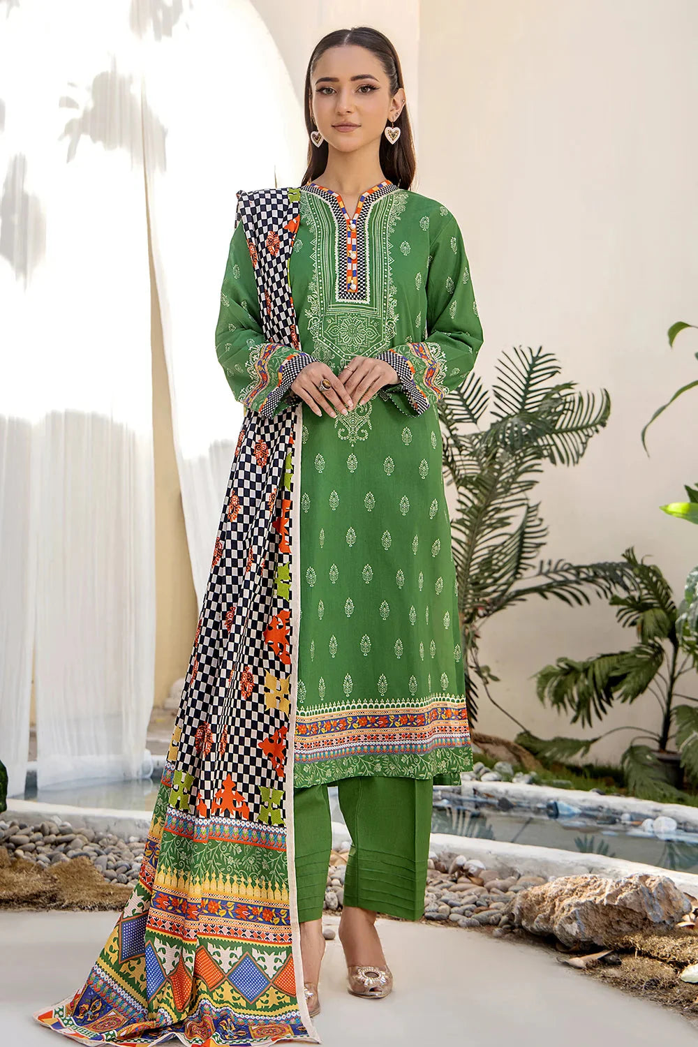 3PC Printed Unstitched Lawn Suit KLA-2412 Printed KHAS STORES 