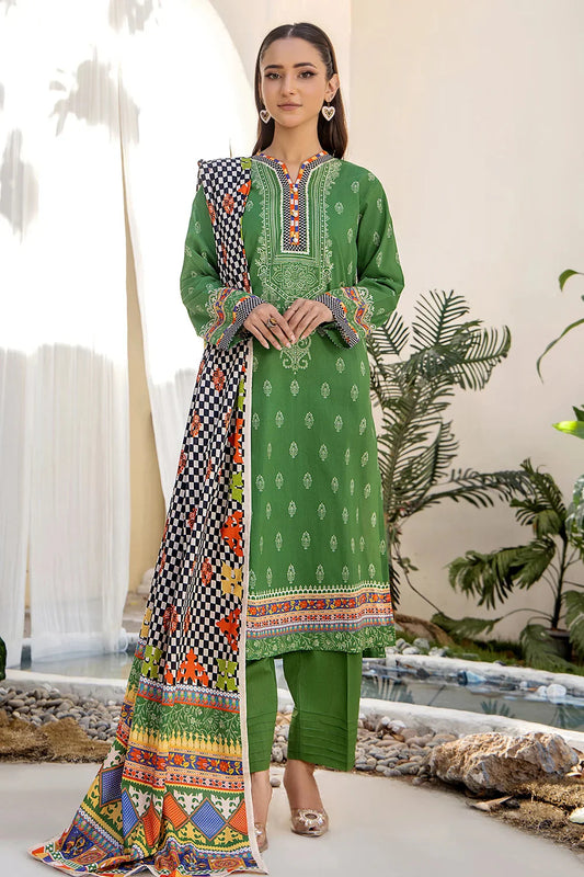 3PC Printed Unstitched Lawn Suit KLA-2412 Printed KHAS STORES 