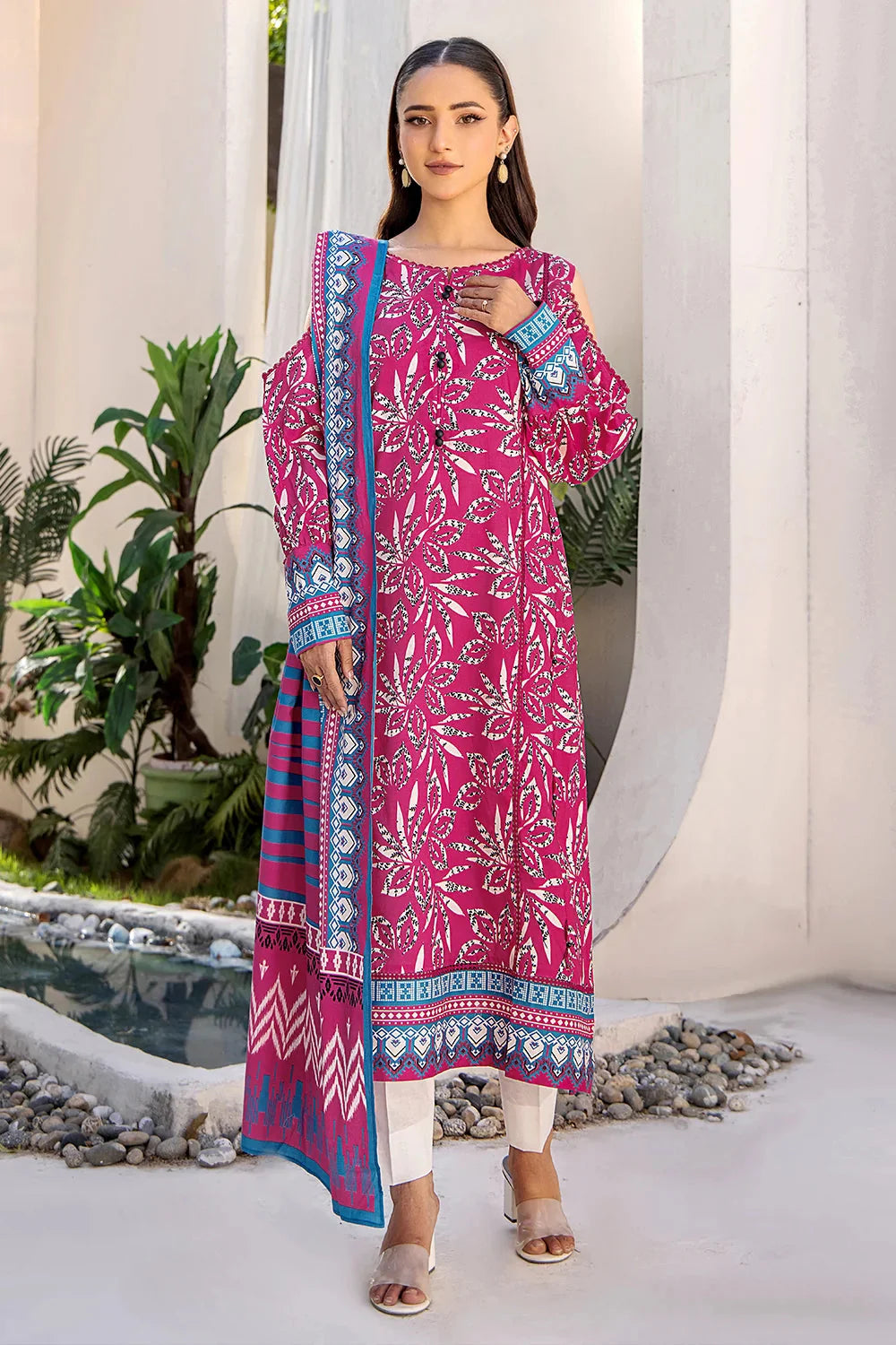 3PC Printed Unstitched Lawn Suit KLA-2413 Printed KHAS STORES 