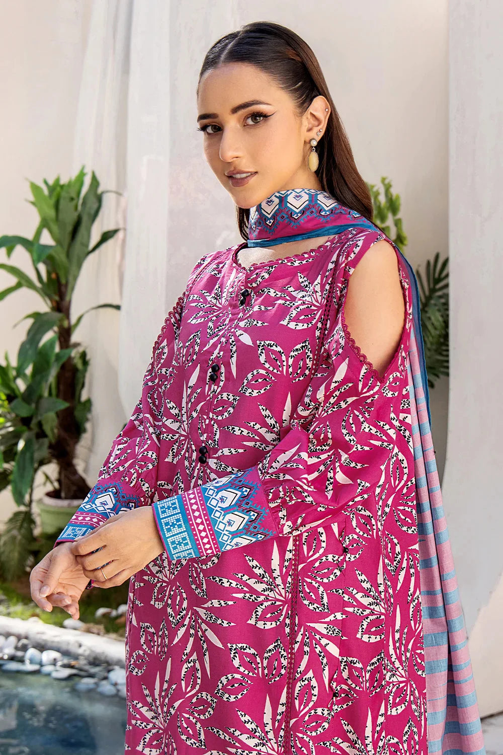 3PC Printed Unstitched Lawn Suit KLA-2413 Printed KHAS STORES 