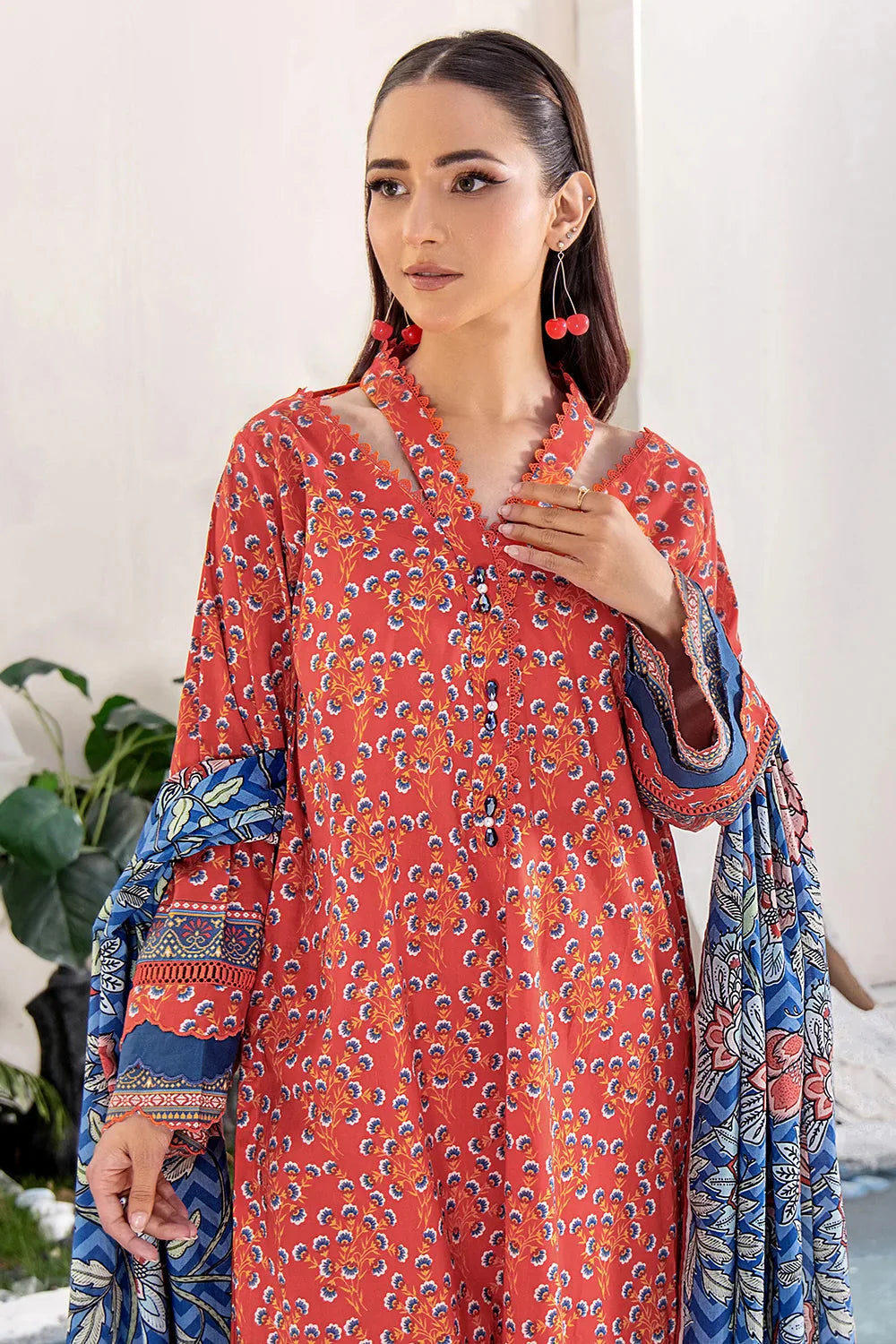 3PC Printed Unstitched Lawn Suit KLA-2414 Printed KHAS STORES 