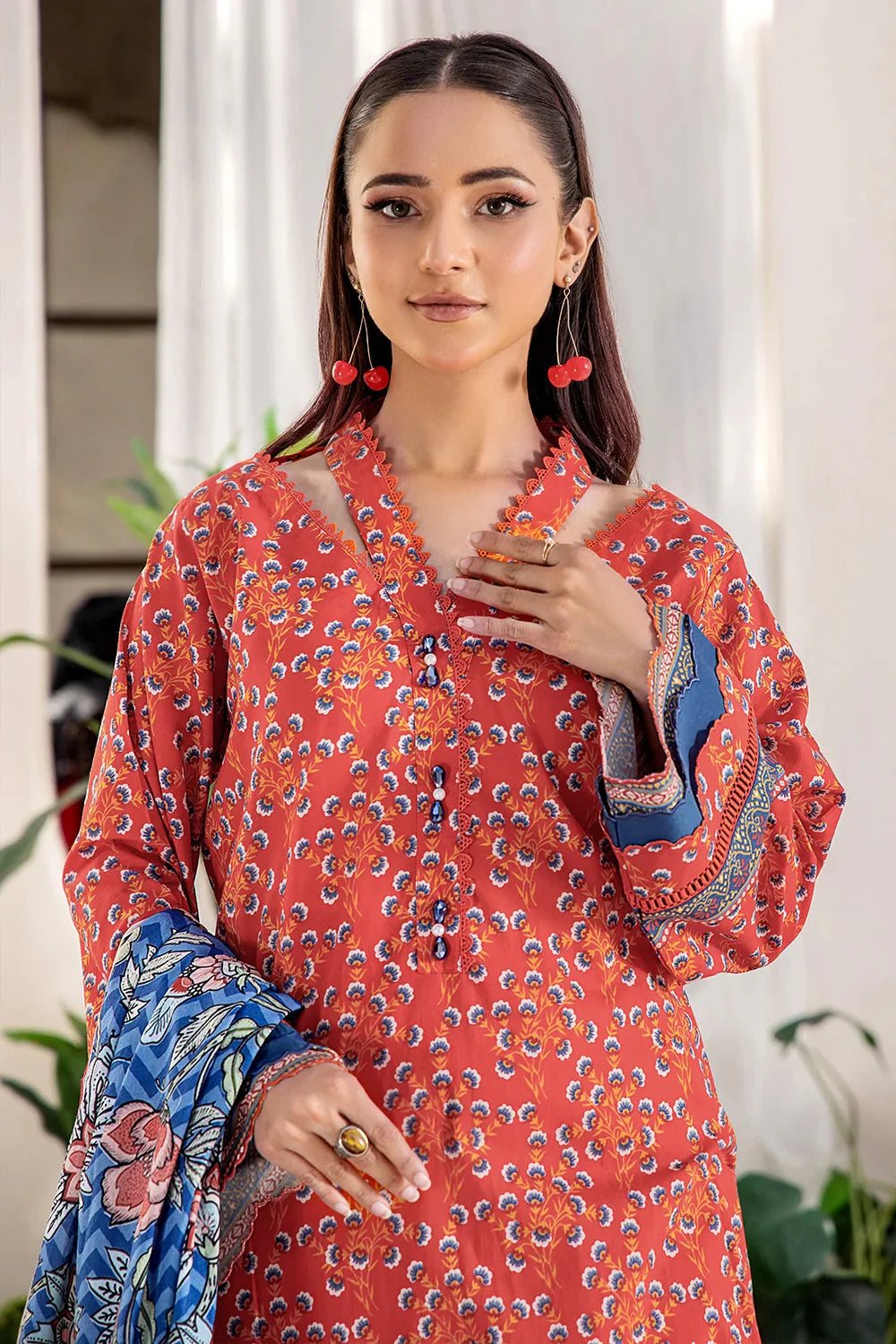 3PC Printed Unstitched Lawn Suit KLA-2414 Printed KHAS STORES 