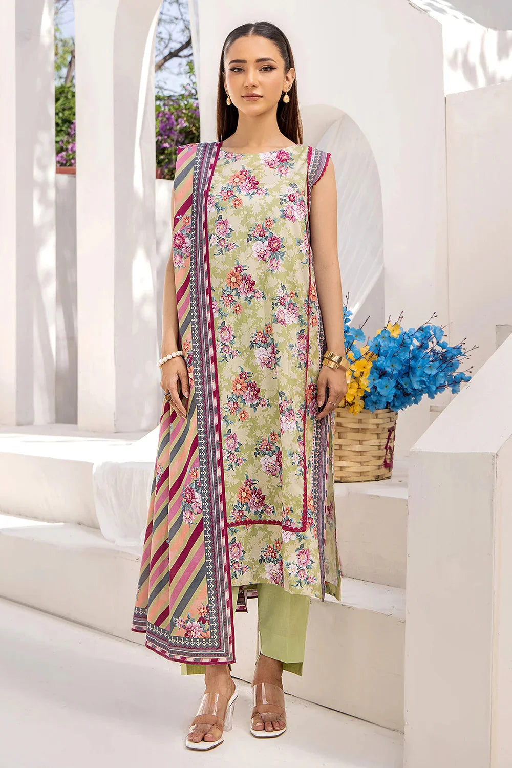 3PC Printed Unstitched Lawn Suit KLA-2415 Printed KHAS STORES 