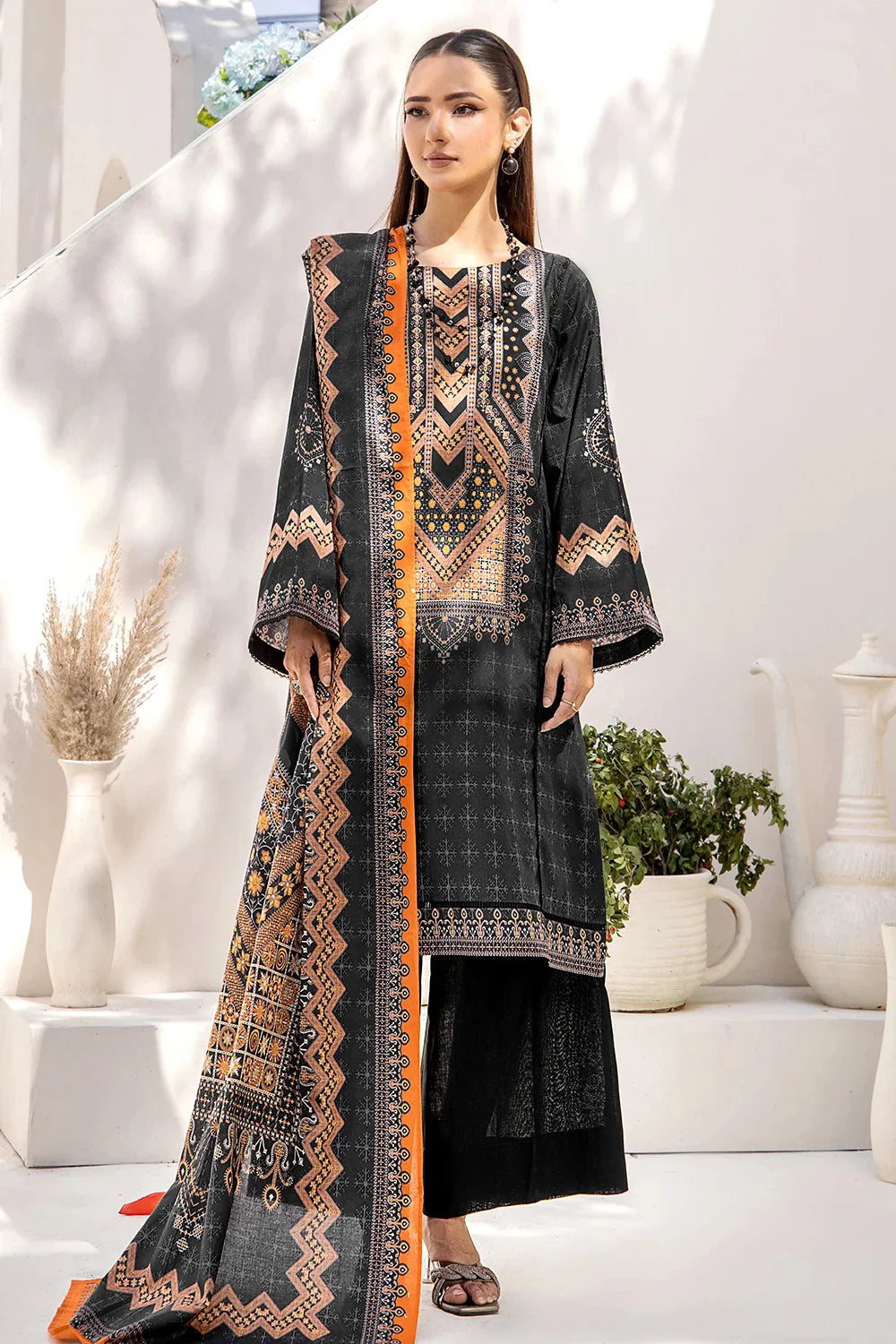 3PC Printed Unstitched Lawn Suit KLA-2417 Printed KHAS STORES 