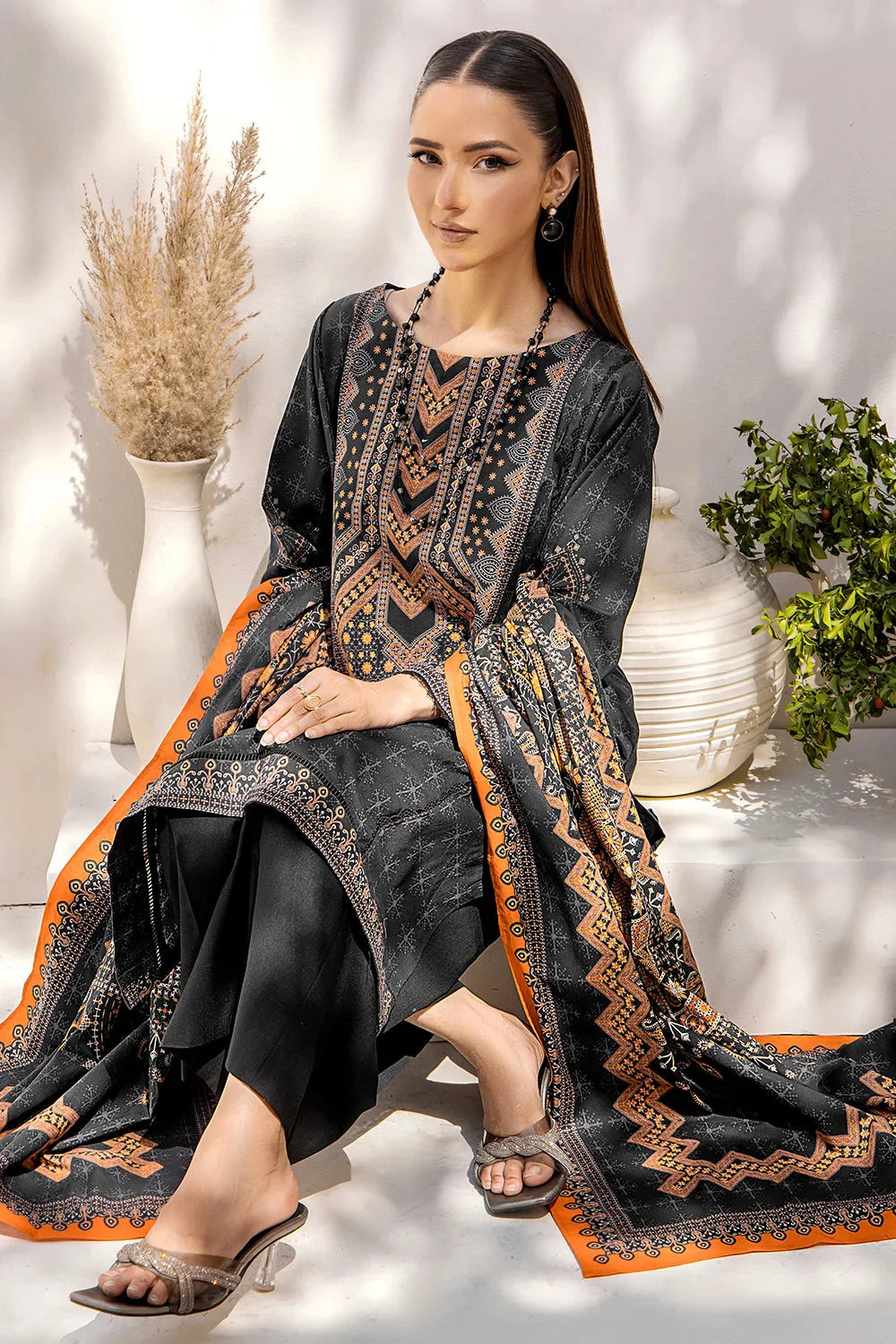 3PC Printed Unstitched Lawn Suit KLA-2417 Printed KHAS STORES 