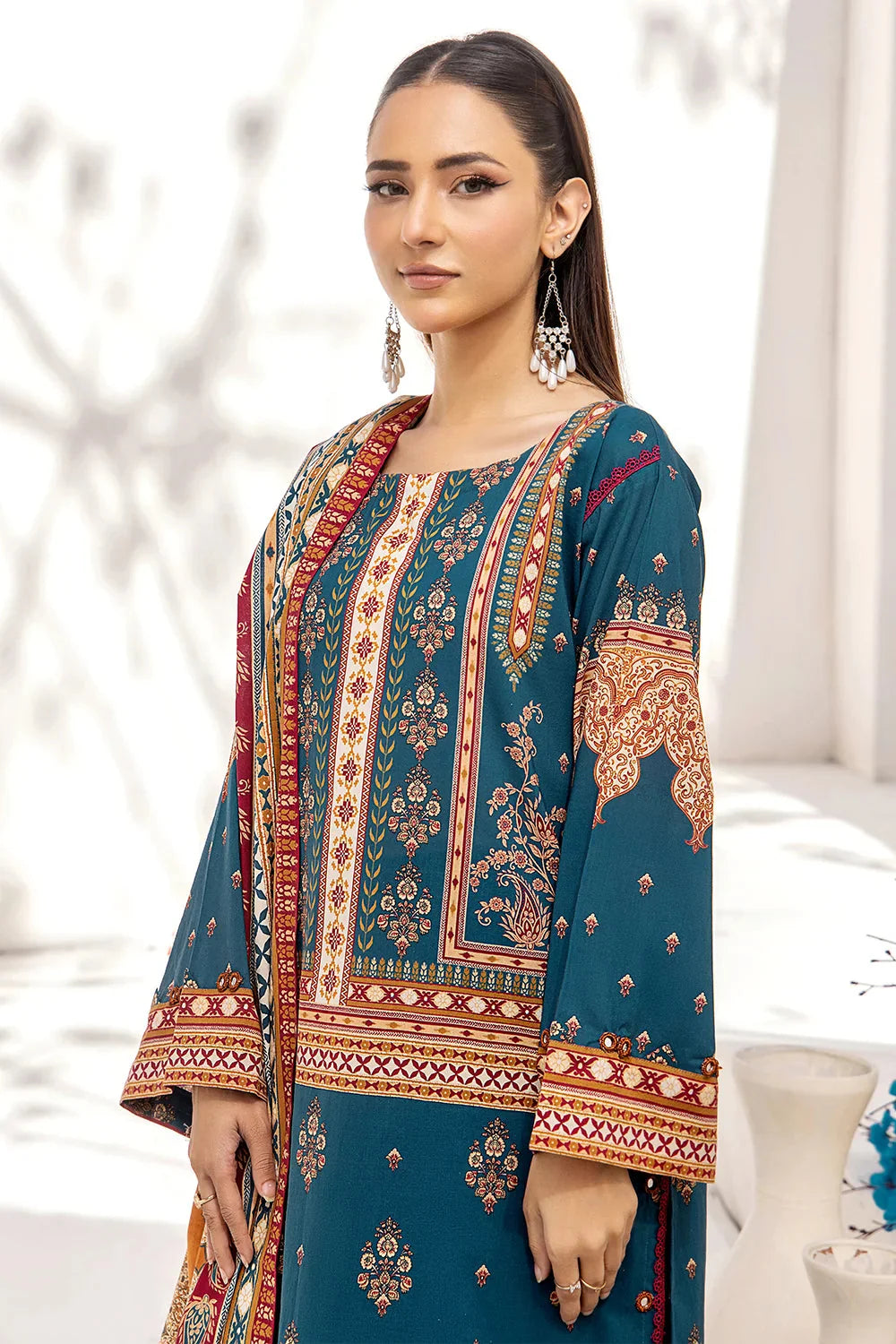 3PC Printed Unstitched Lawn Suit KLA-2418 Printed KHAS STORES 