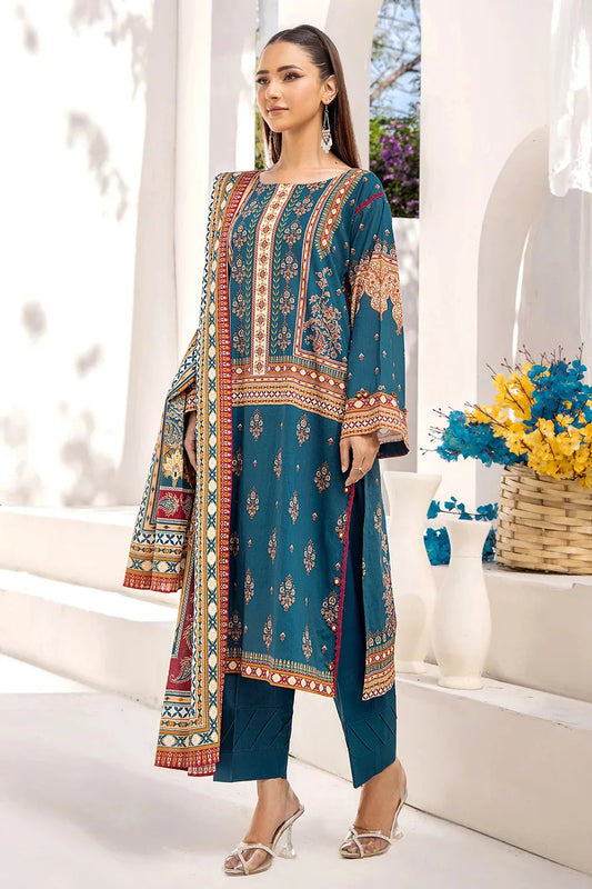 3PC Printed Unstitched Lawn Suit KLA-2418 Printed KHAS STORES 