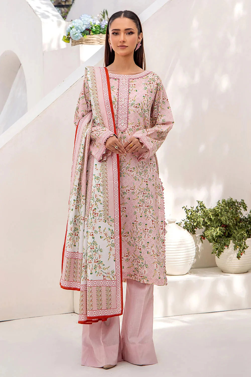 3PC Printed Unstitched Lawn Suit KLA-2419 Printed KHAS STORES 