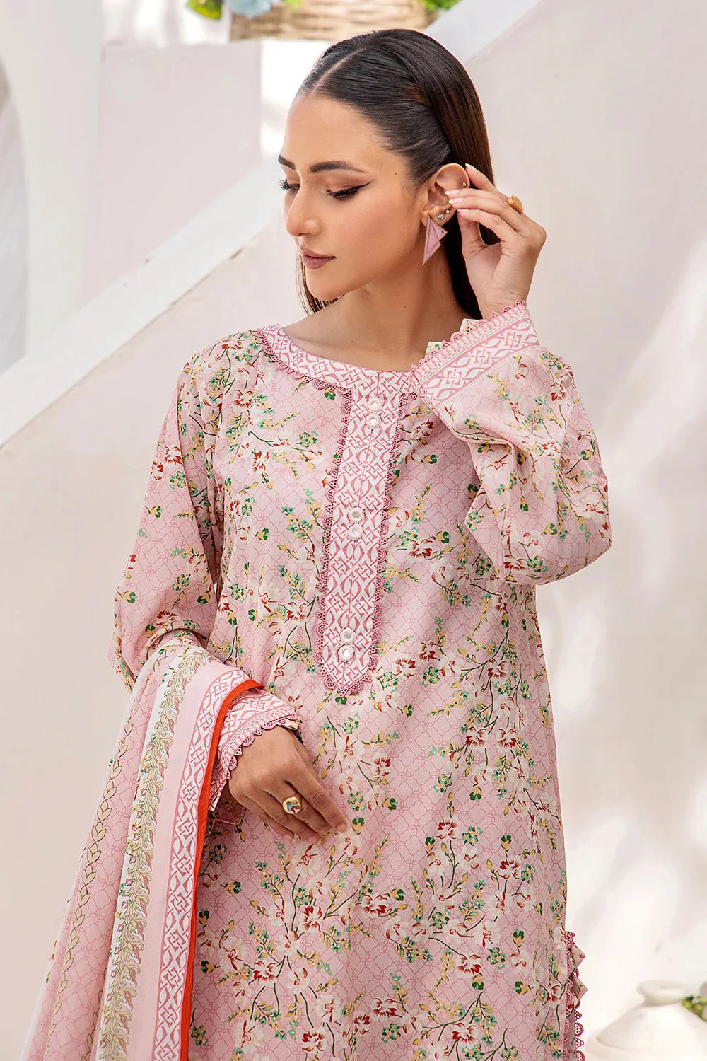 3PC Printed Unstitched Lawn Suit KLA-2419 Printed KHAS STORES 