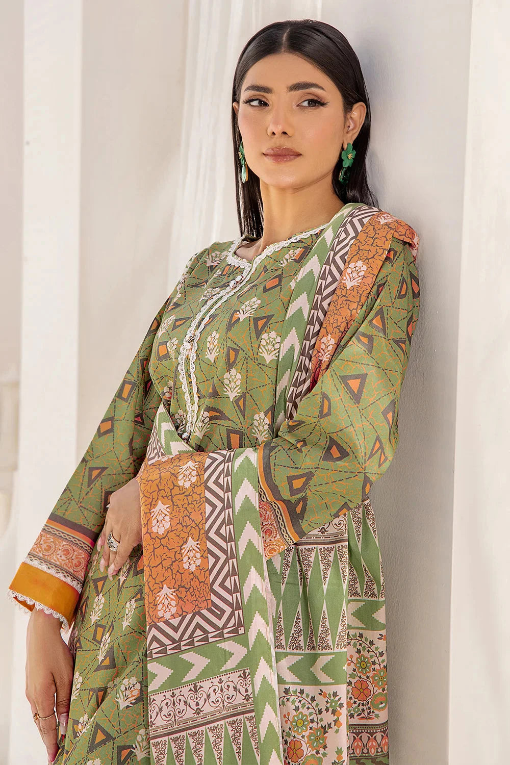 3PC Printed Unstitched Lawn Suit KLA-2420 Printed KHAS STORES 