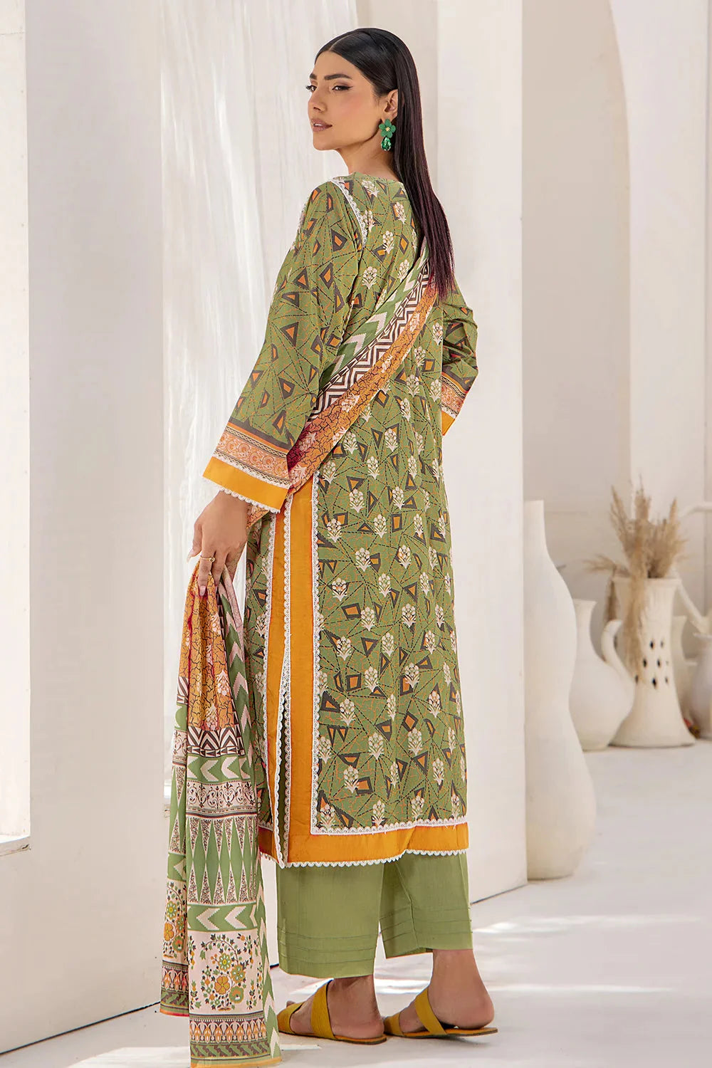 3PC Printed Unstitched Lawn Suit KLA-2420 Printed KHAS STORES 