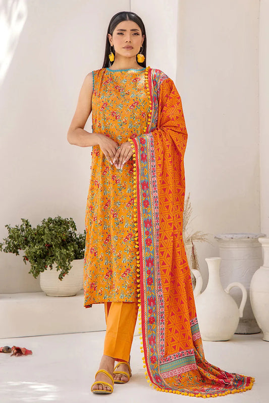 3PC Printed Unstitched Lawn Suit KLA-2421 Printed KHAS STORES 