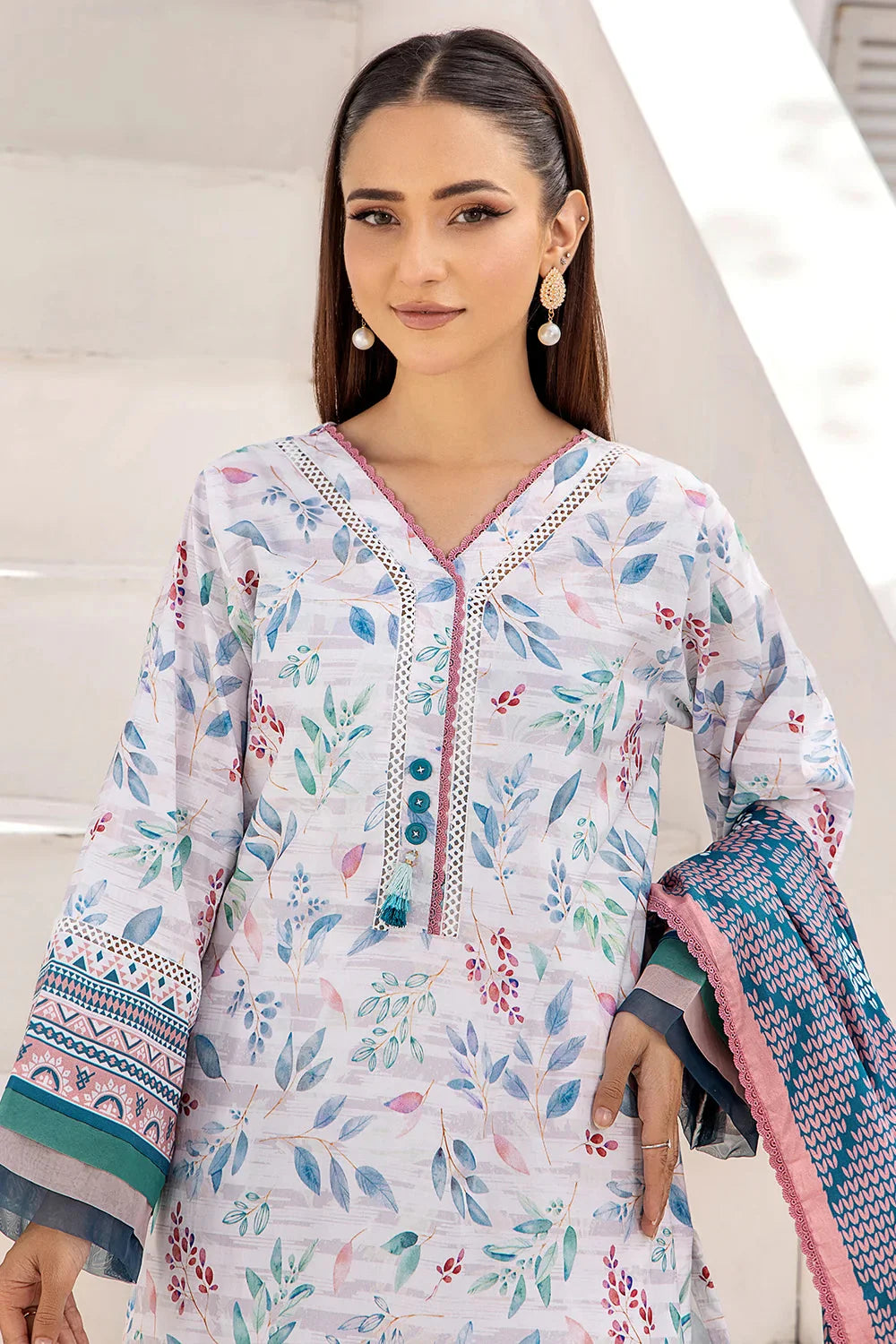 3PC Printed Unstitched Lawn Suit KLA-2422 Printed KHAS STORES 