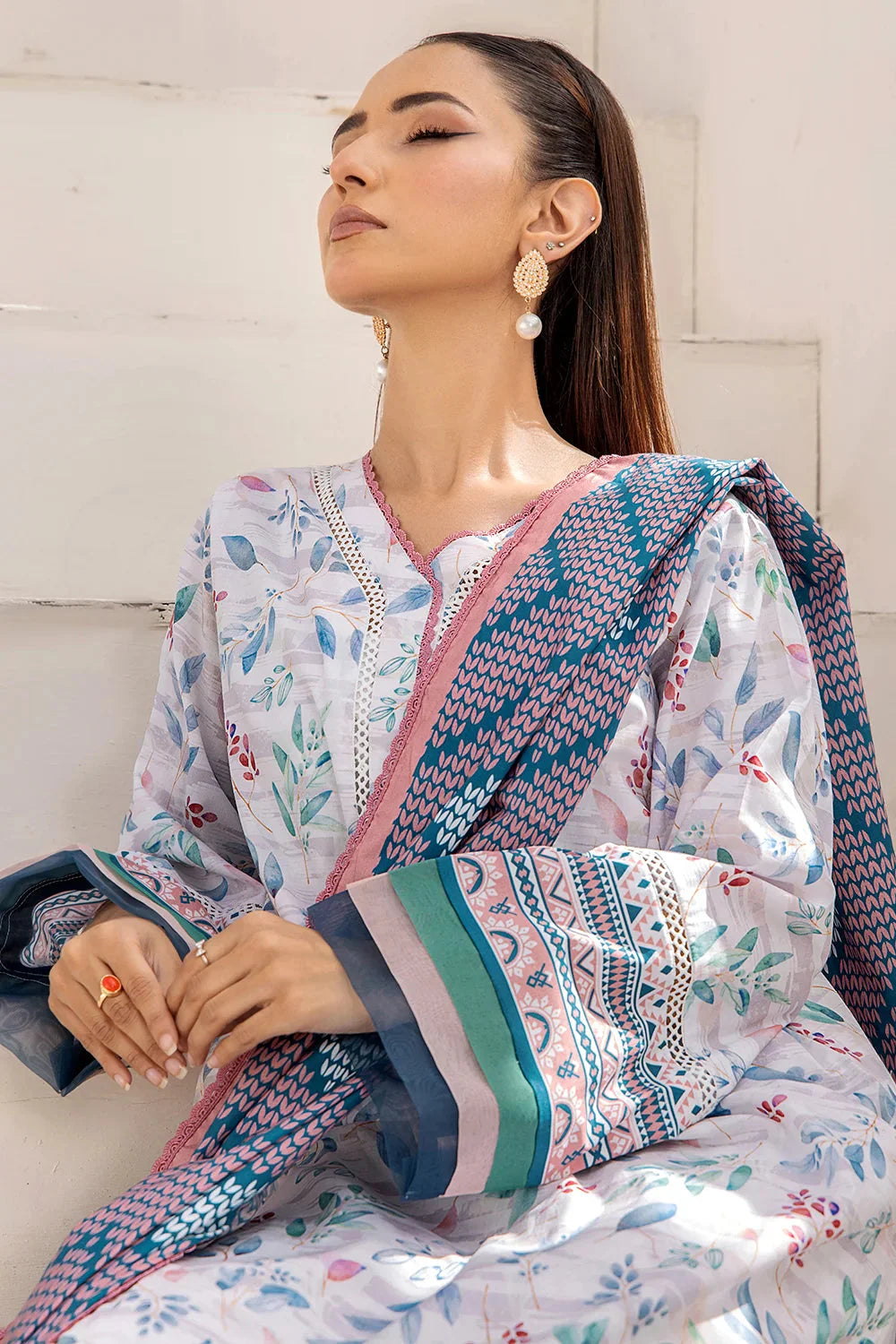 3PC Printed Unstitched Lawn Suit KLA-2422 Printed KHAS STORES 