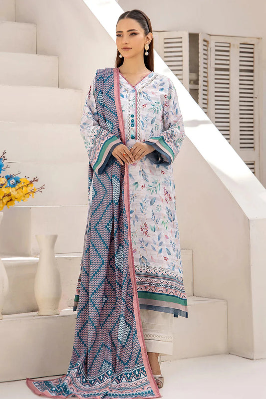 3PC Printed Unstitched Lawn Suit KLA-2422 Printed KHAS STORES 