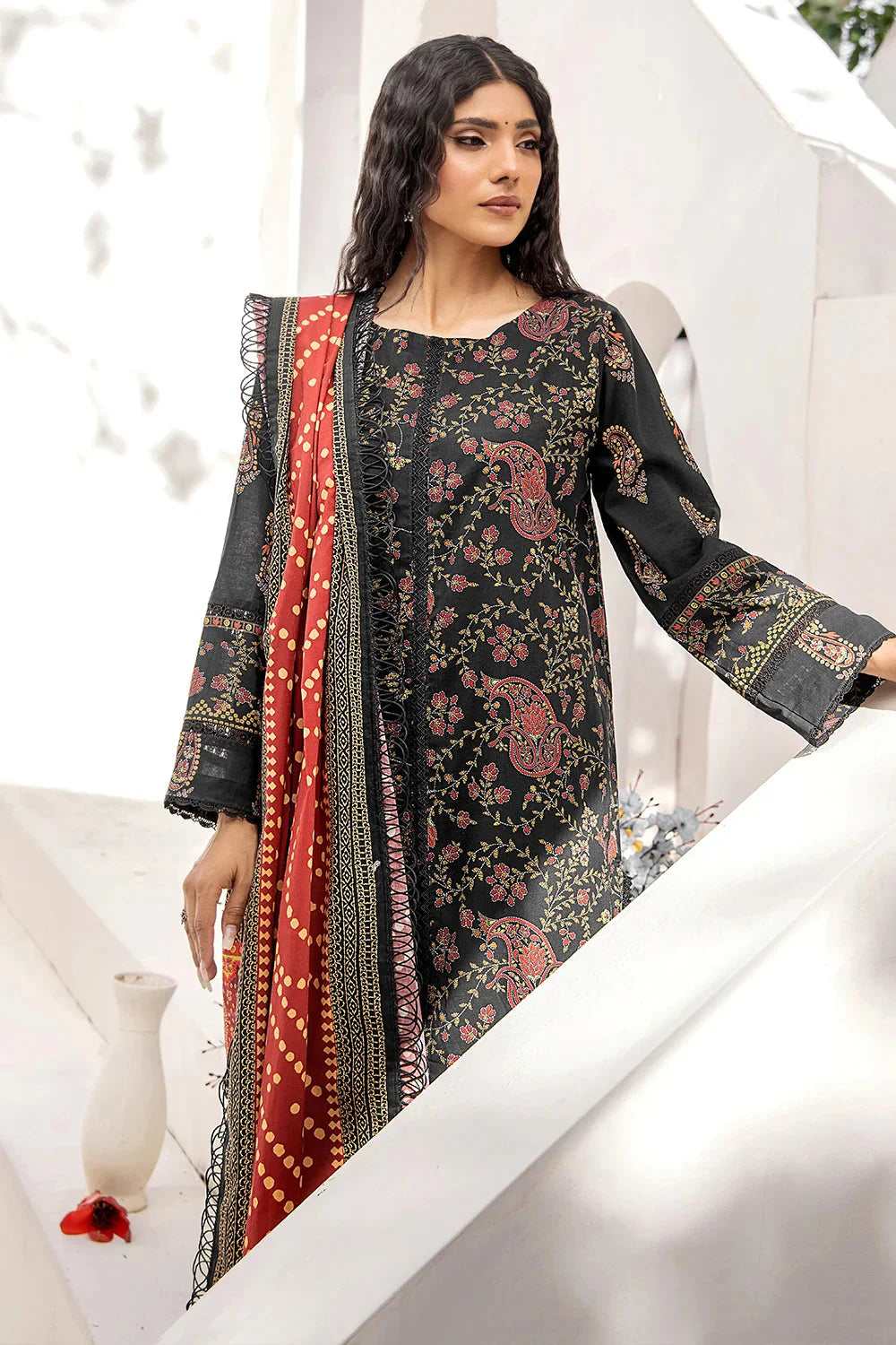 3PC Printed Unstitched Lawn Suit KLA-2424 Printed KHAS STORES 