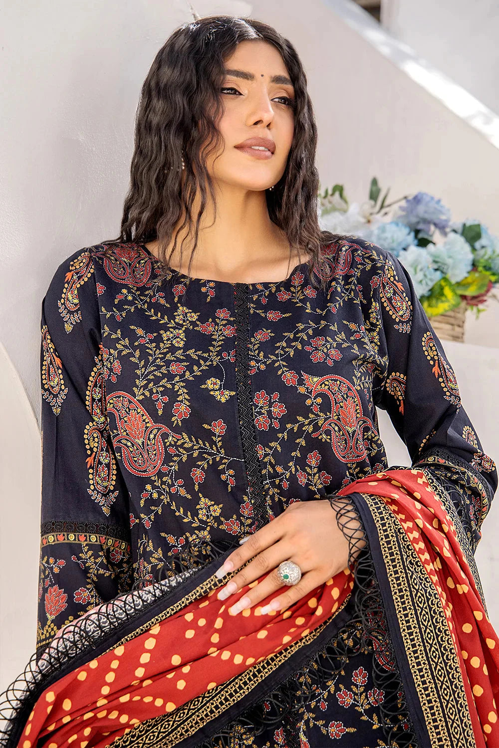 3PC Printed Unstitched Lawn Suit KLA-2424 Printed KHAS STORES 