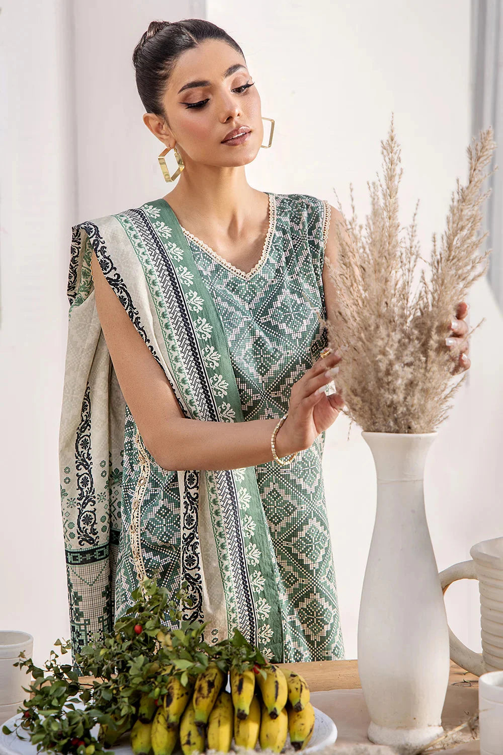 3PC Printed Unstitched Lawn Suit KLA-2425 Printed KHAS STORES 