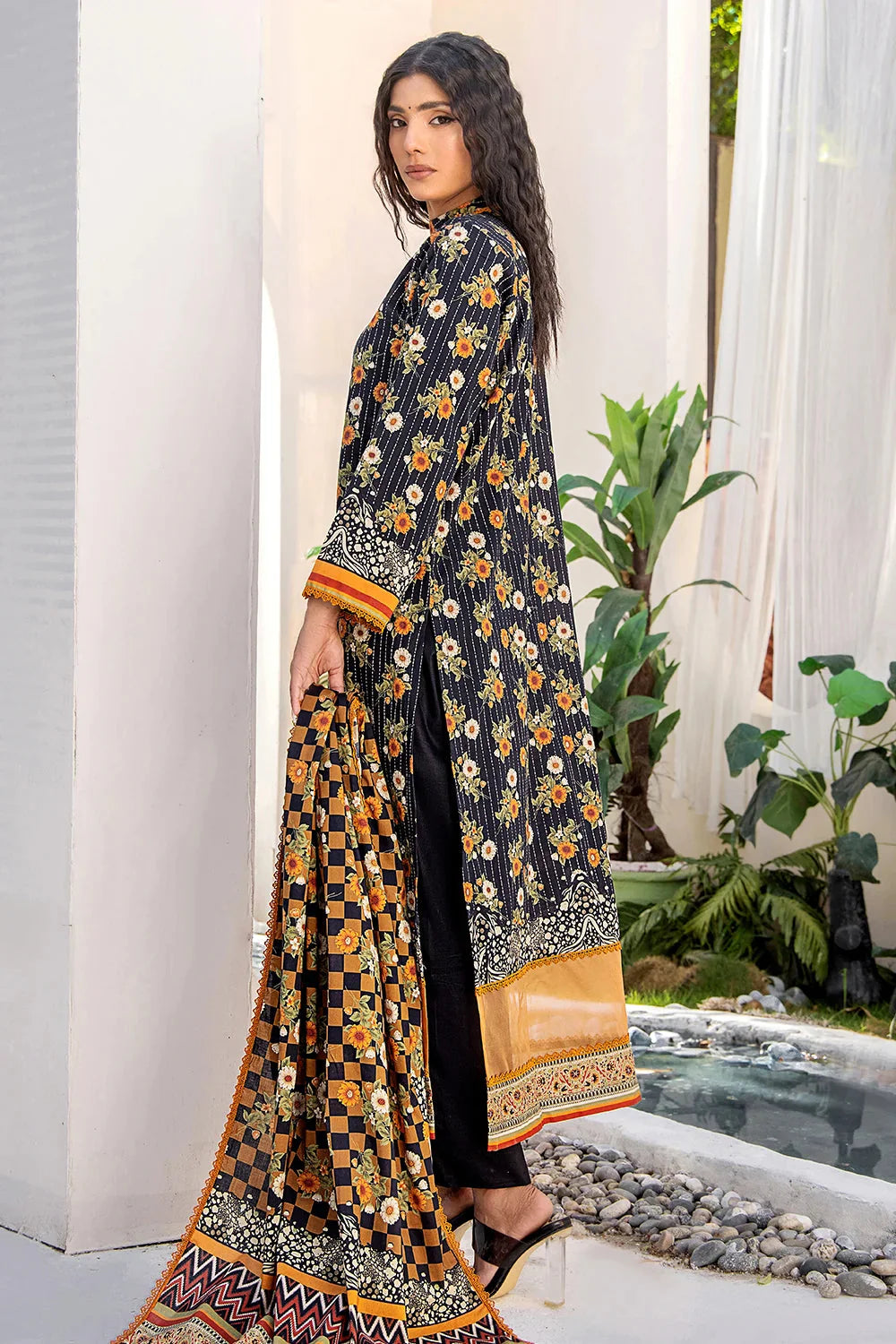 3PC Printed Unstitched Lawn Suit KLA-2426 Printed KHAS STORES 