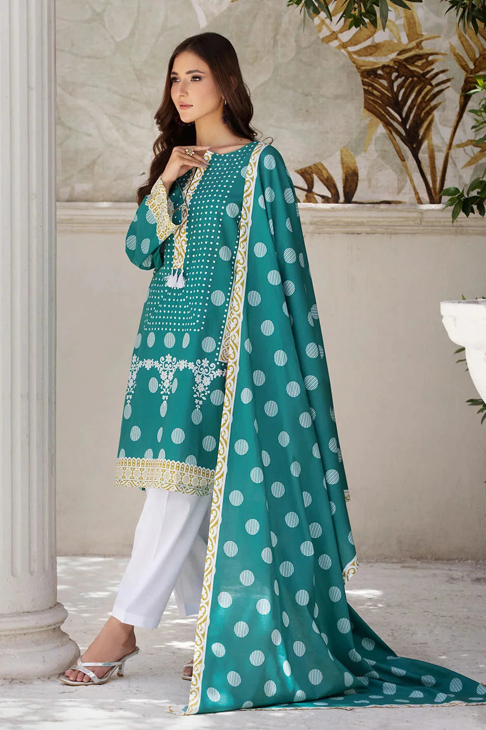 3PC Printed Unstitched Lawn Suit KLA-2685 Printed KHAS STORES 