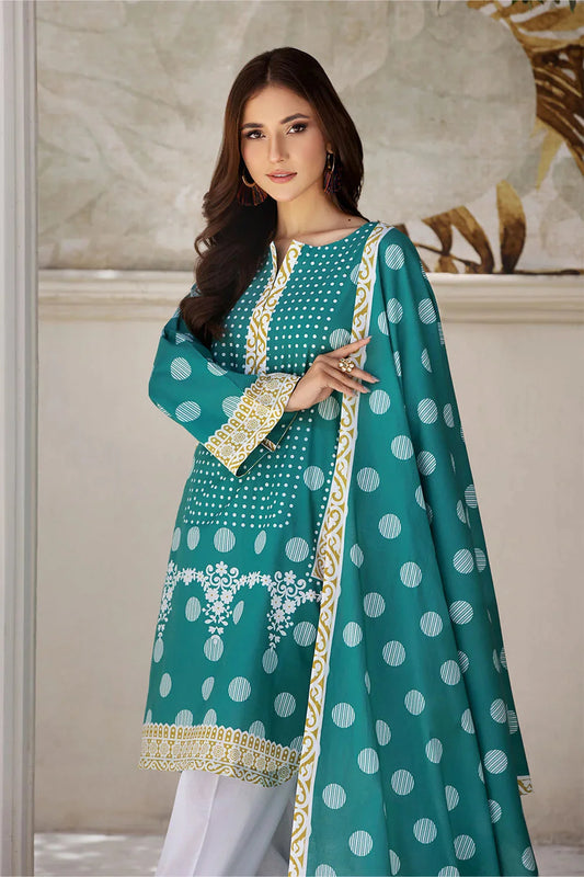 3PC Printed Unstitched Lawn Suit KLA-2685 Printed KHAS STORES 