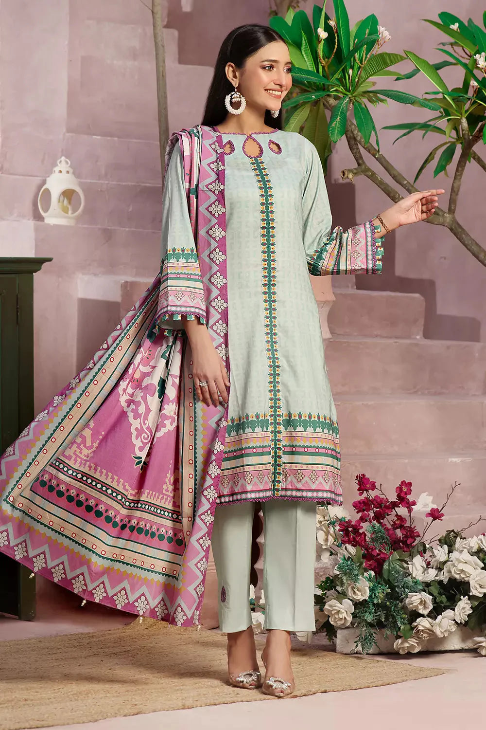 3PC Printed Unstitched Lawn Suit KLA-2795 Printed KHAS STORES 