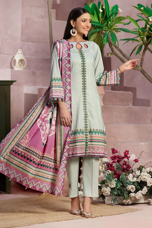 3PC Printed Unstitched Lawn Suit KLA-2795 Printed KHAS STORES 