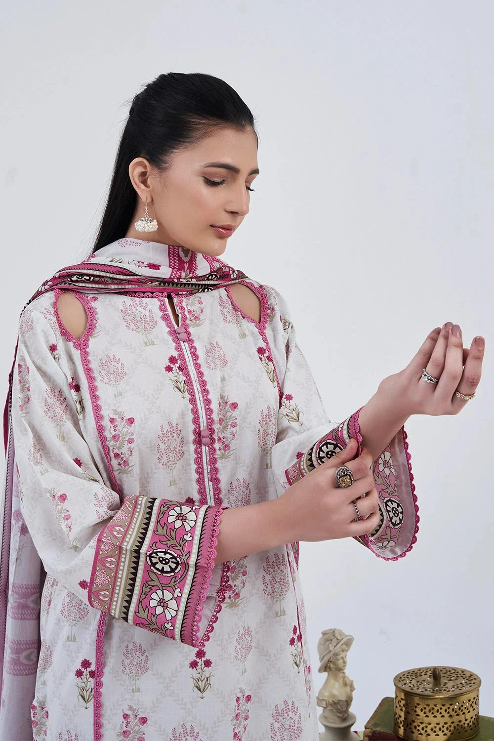 3PC Printed Unstitched Lawn Suit KLA-3097 Printed KHAS STORES 