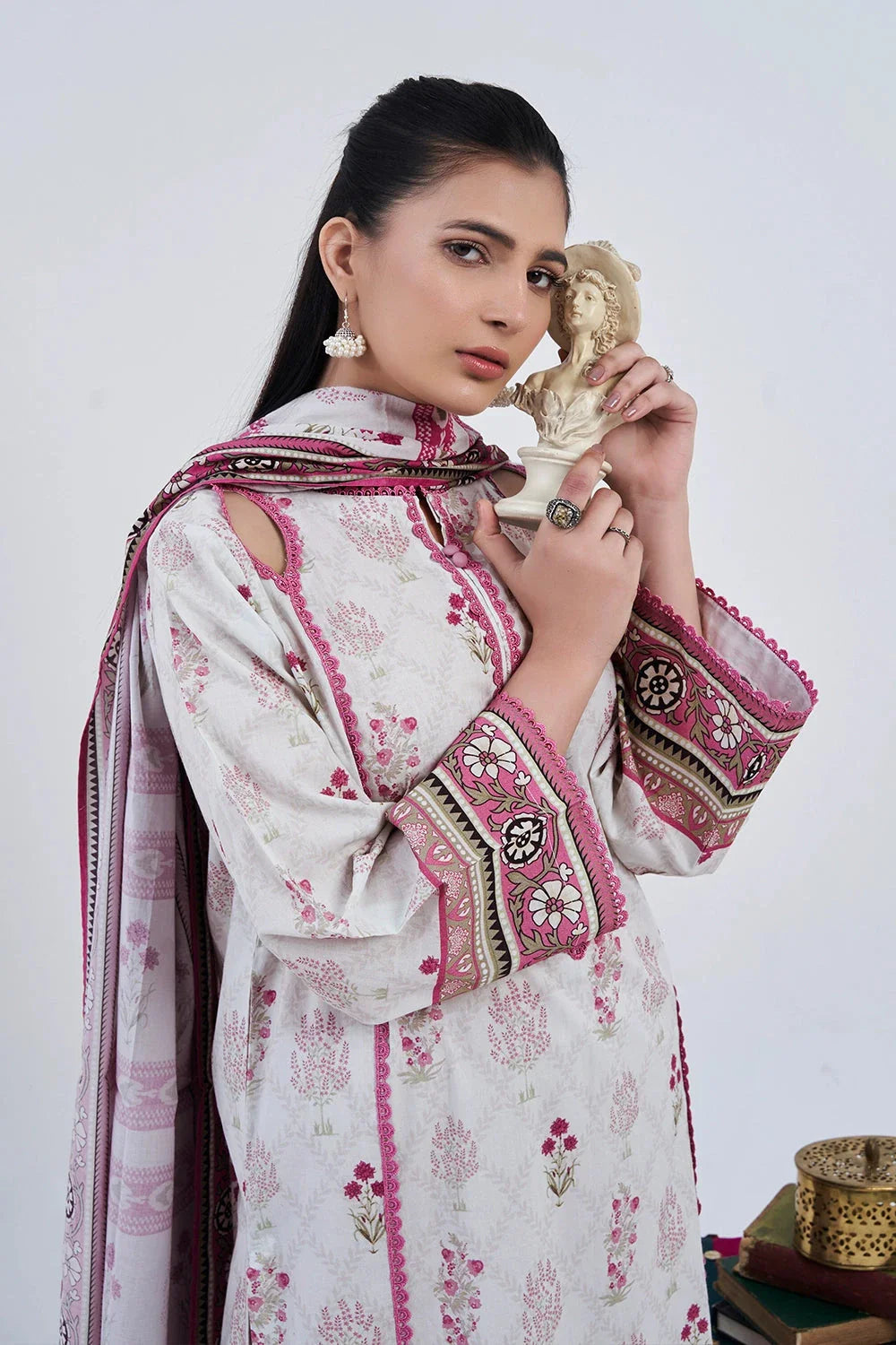 3PC Printed Unstitched Lawn Suit KLA-3097 Printed KHAS STORES 