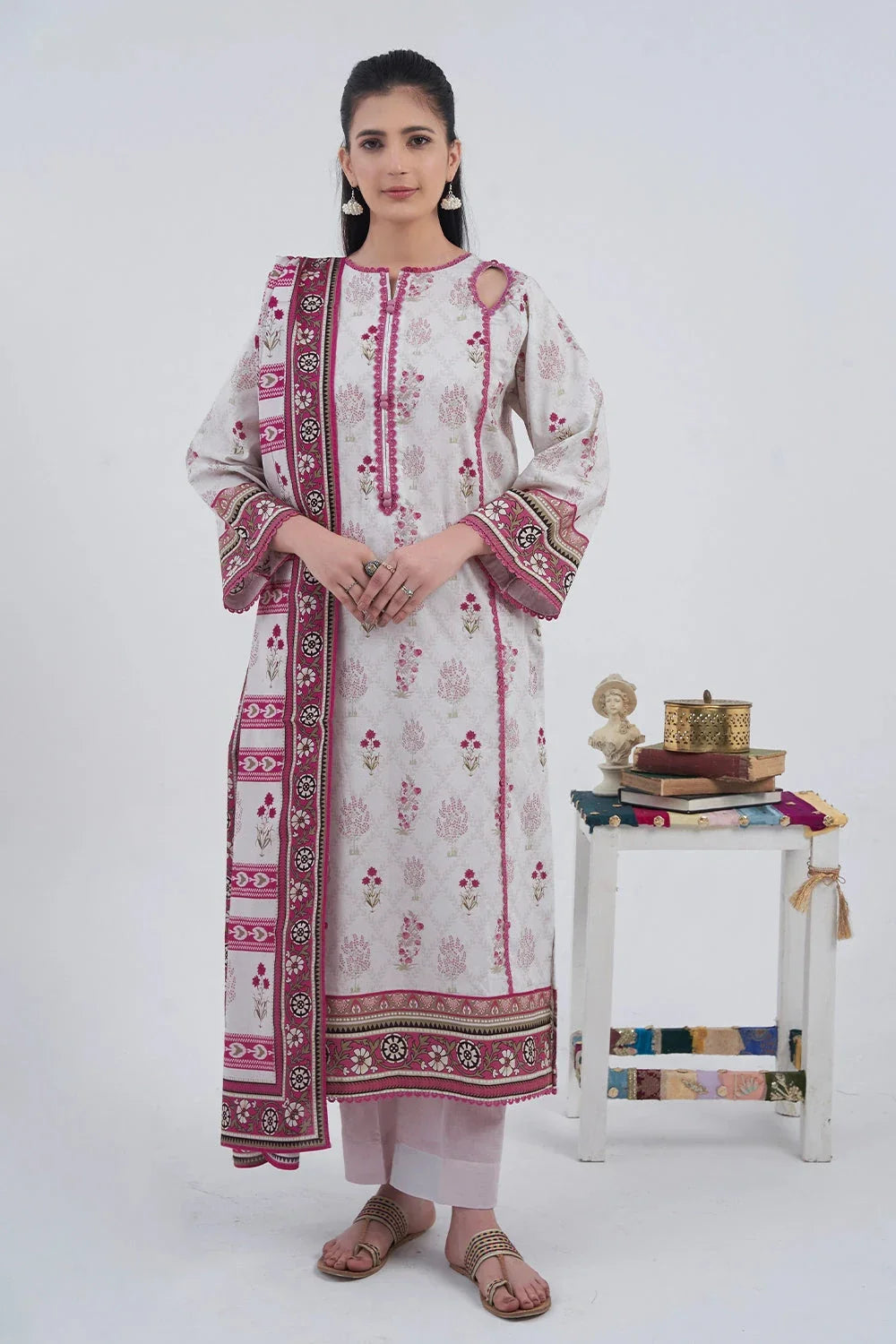 3PC Printed Unstitched Lawn Suit KLA-3097 Printed KHAS STORES 