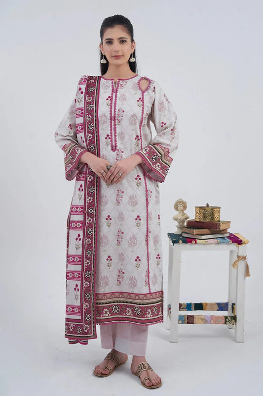 3PC Printed Unstitched Lawn Suit KLA-3097 Printed KHAS STORES 