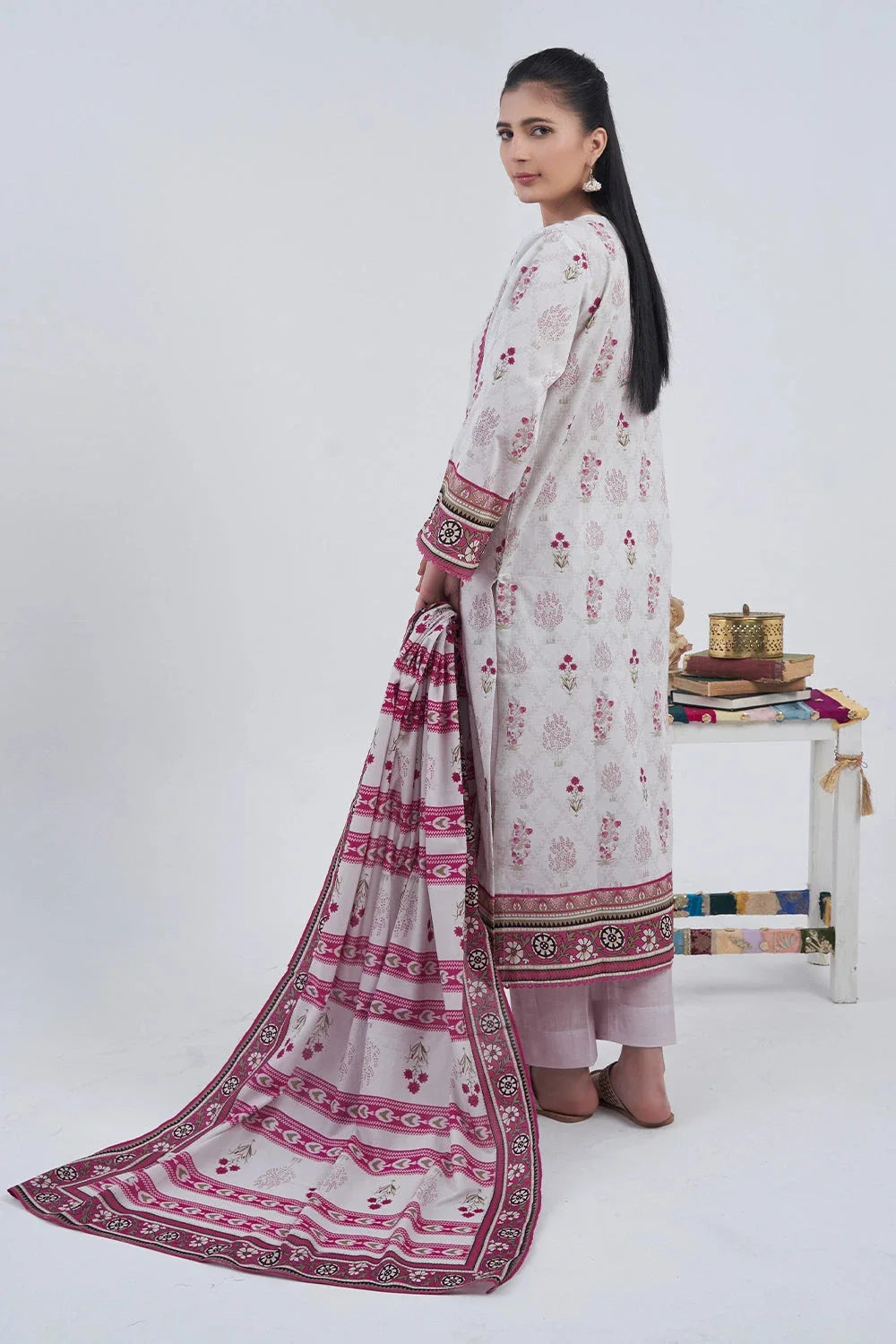 3PC Printed Unstitched Lawn Suit KLA-3097 Printed KHAS STORES 