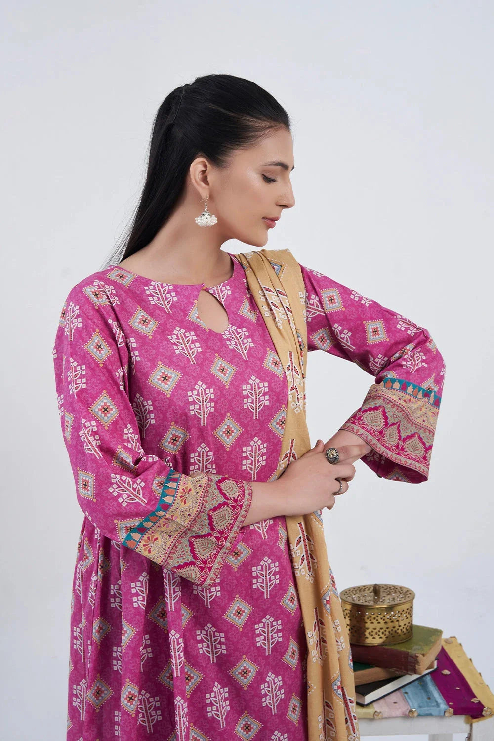 3PC Printed Unstitched Lawn Suit KLA-3153 Printed KHAS STORES 