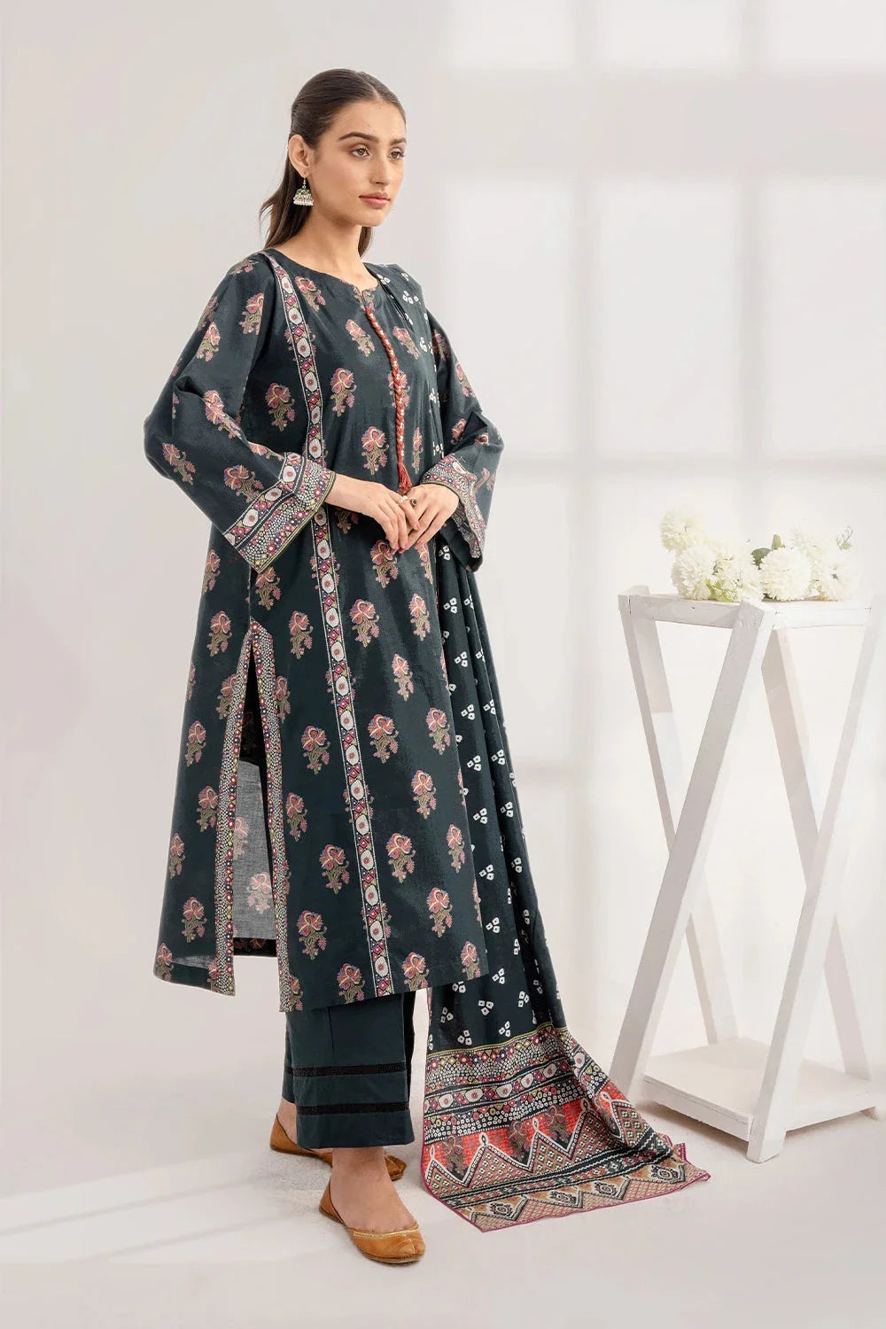 3PC Printed Unstitched Lawn Suit KLA-3266 Printed KHAS STORES 
