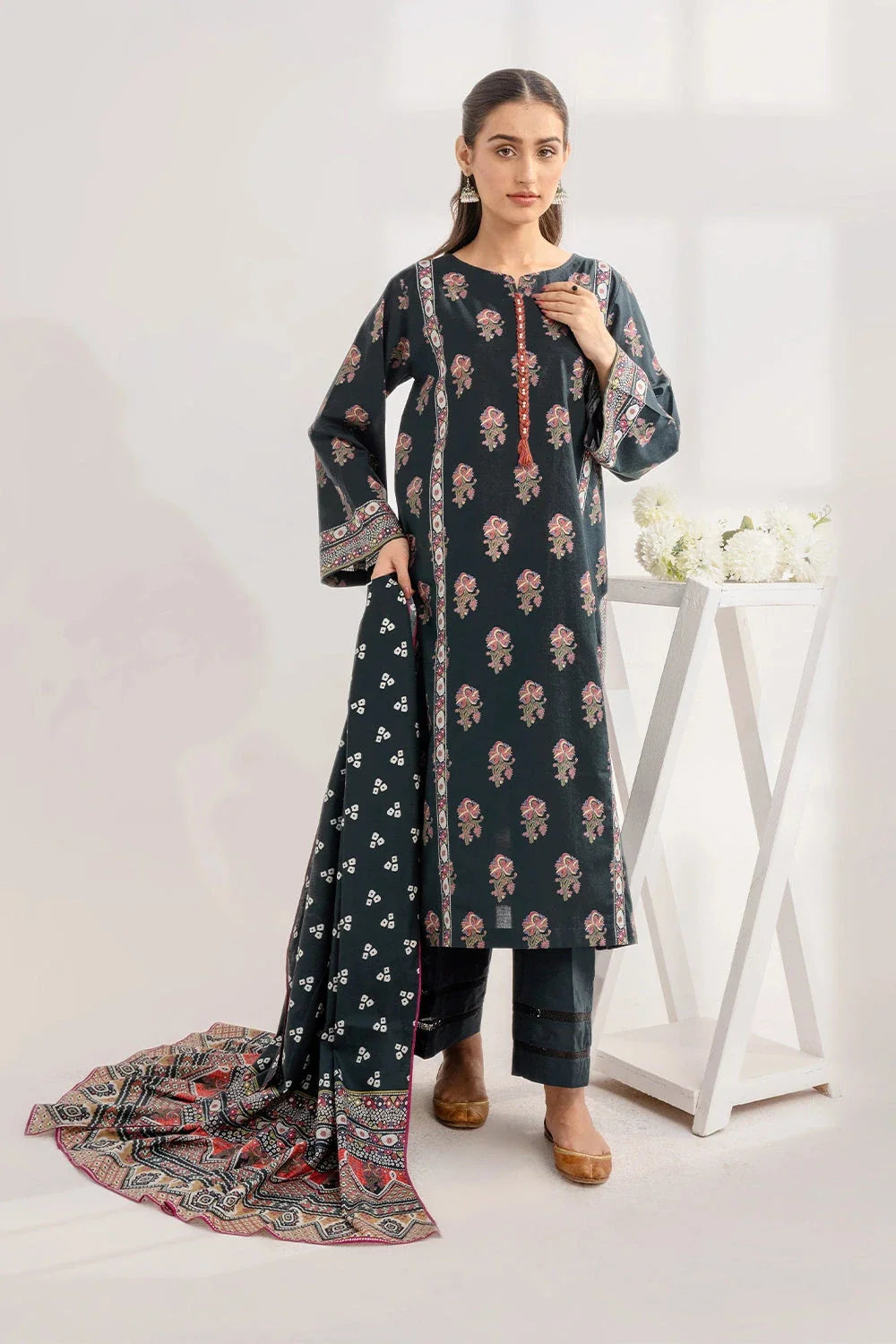 3PC Printed Unstitched Lawn Suit KLA-3266 Printed KHAS STORES 