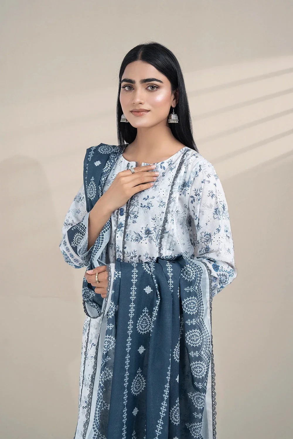 3PC Printed Unstitched Lawn Suit KLA-3270 Printed KHAS STORES 