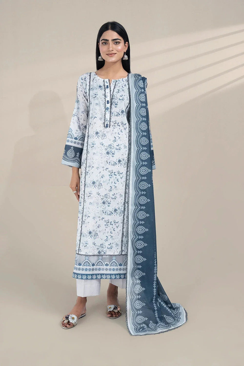 3PC Printed Unstitched Lawn Suit KLA-3270 Printed KHAS STORES 