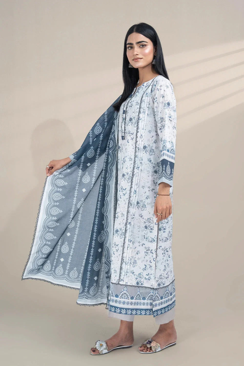 3PC Printed Unstitched Lawn Suit KLA-3270 Printed KHAS STORES 
