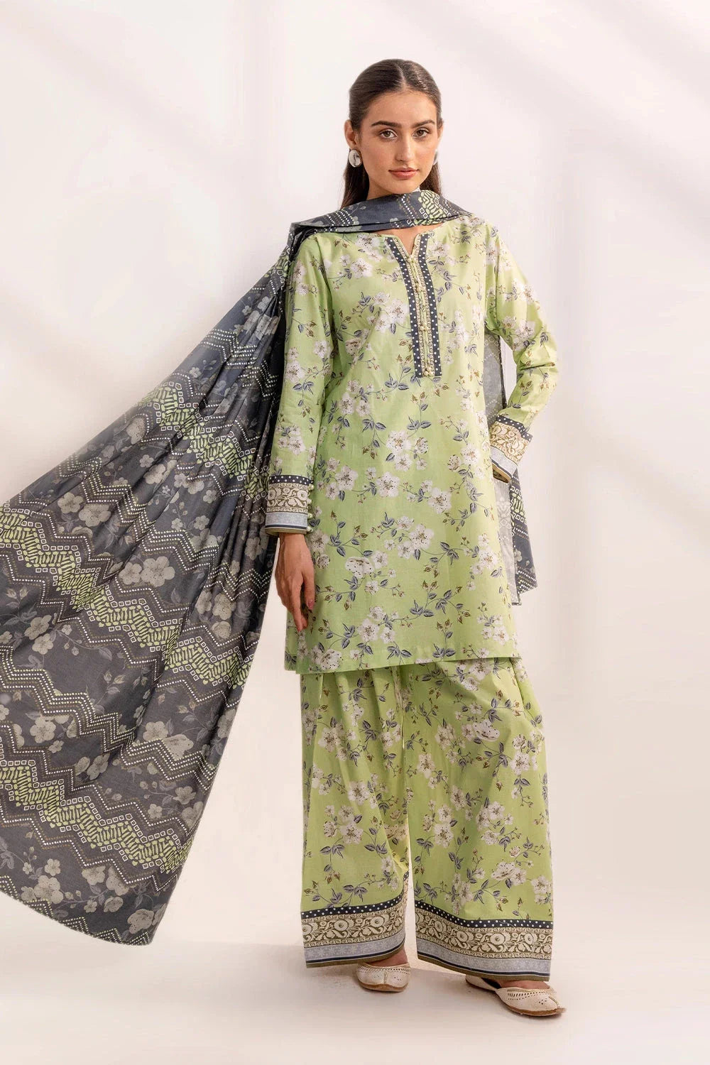 3PC Printed Unstitched Lawn Suit KLA-3282 Printed KHAS STORES 
