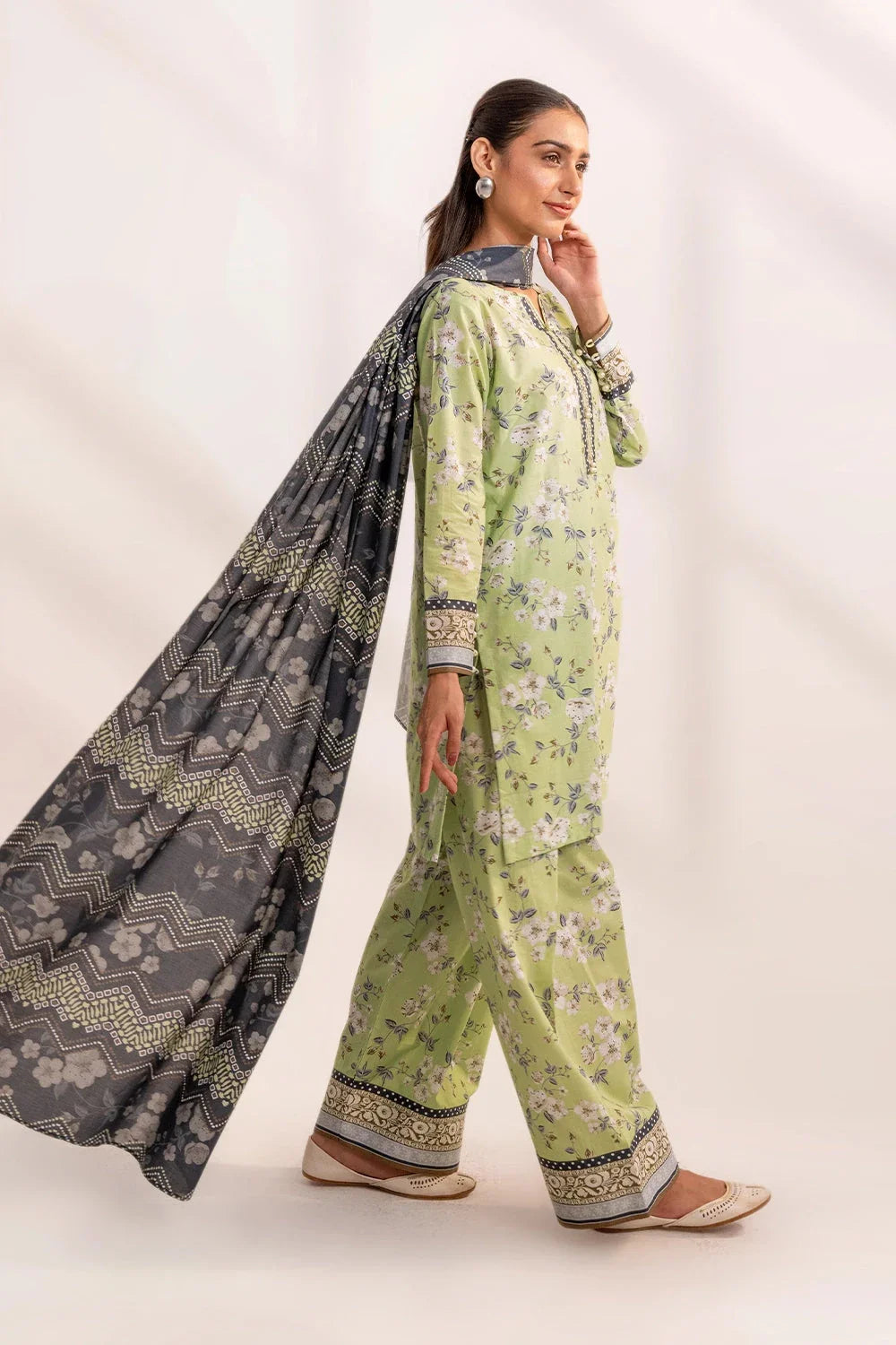 3PC Printed Unstitched Lawn Suit KLA-3282 Printed KHAS STORES 