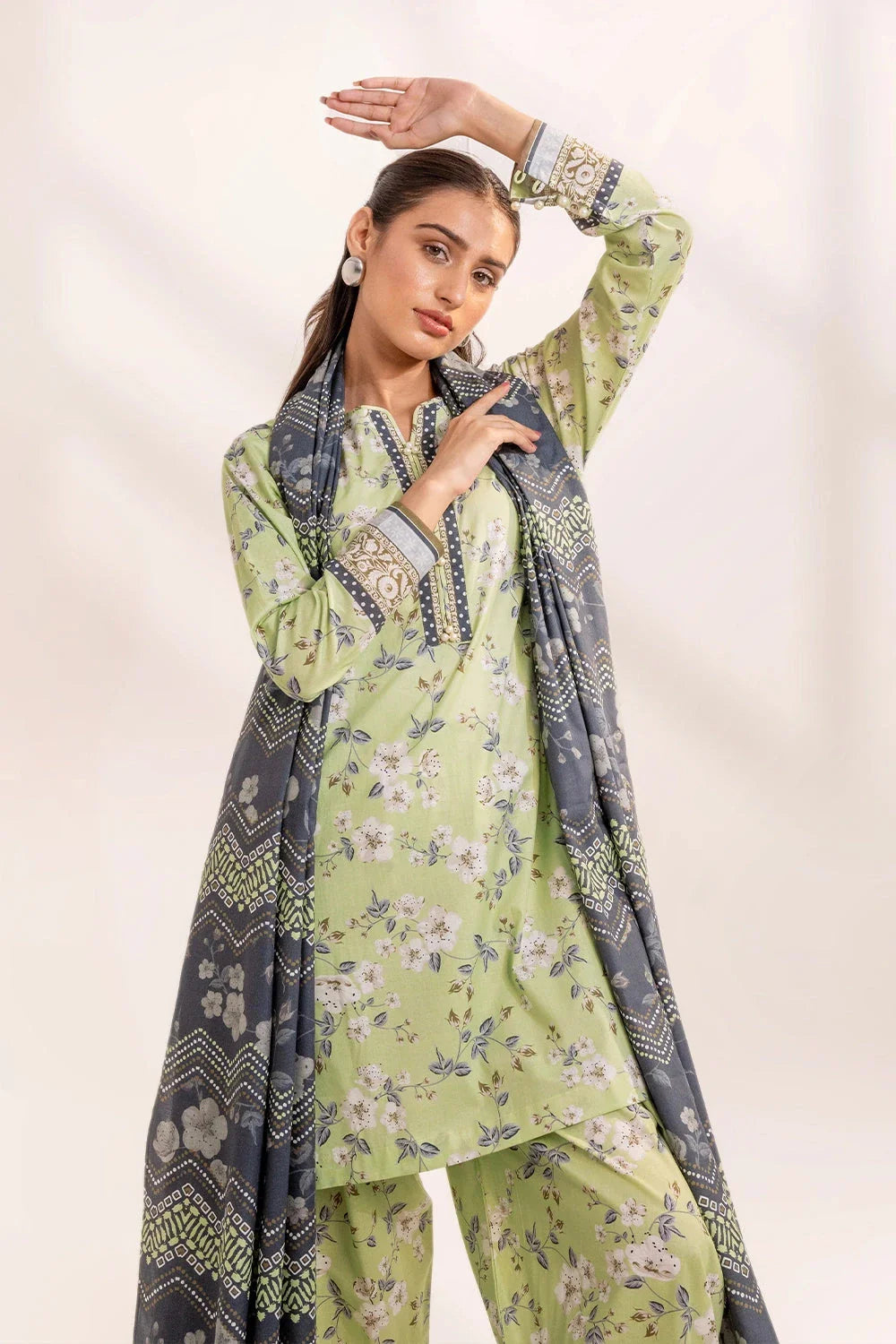 3PC Printed Unstitched Lawn Suit KLA-3282 Printed KHAS STORES 