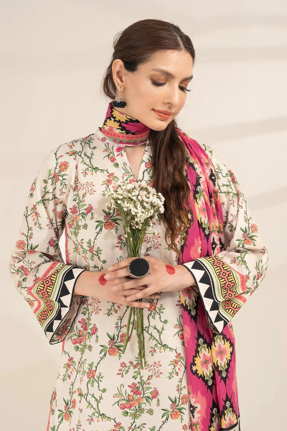 3PC Printed Unstitched Lawn Suit KLA-3285 Printed KHAS STORES 