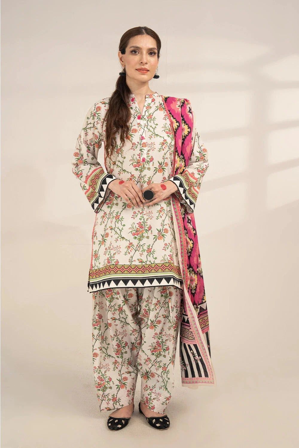 3PC Printed Unstitched Lawn Suit KLA-3285 Printed KHAS STORES 