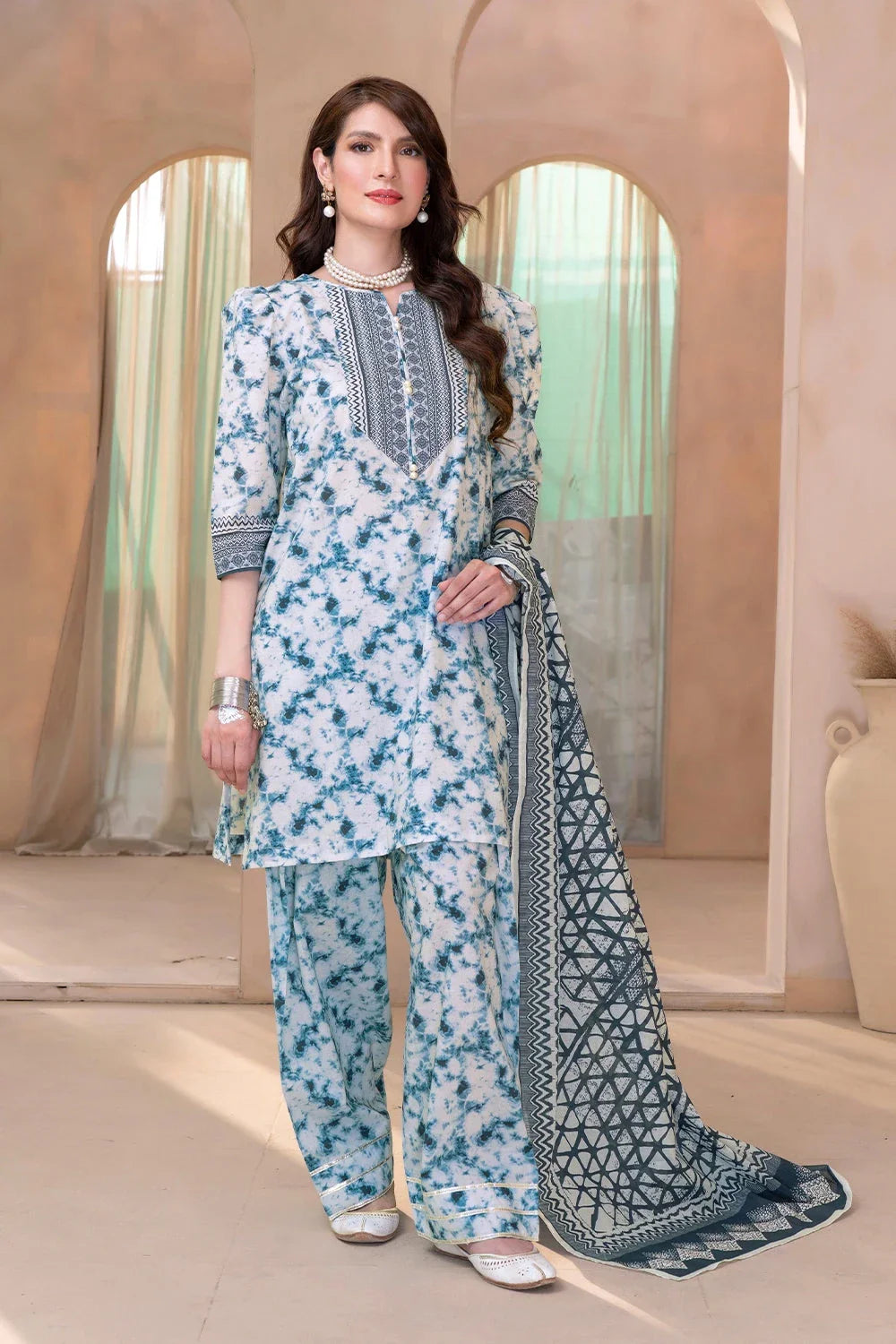 3PC Printed Unstitched Lawn Suit KLA-3287 Printed KHAS STORES 
