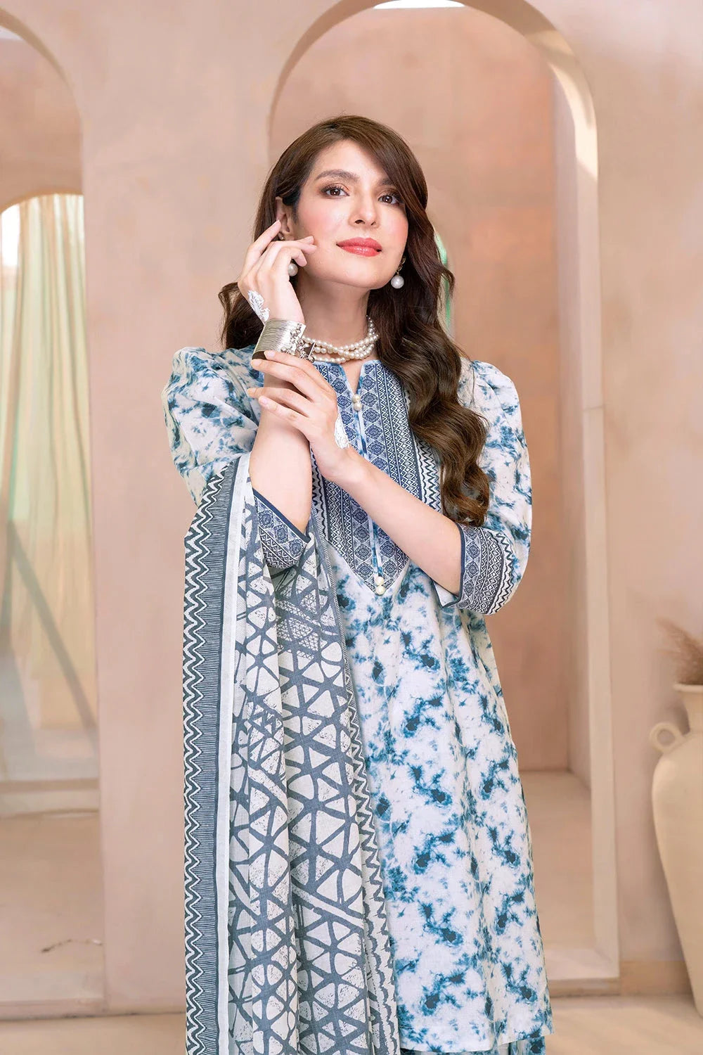 3PC Printed Unstitched Lawn Suit KLA-3287 Printed KHAS STORES 