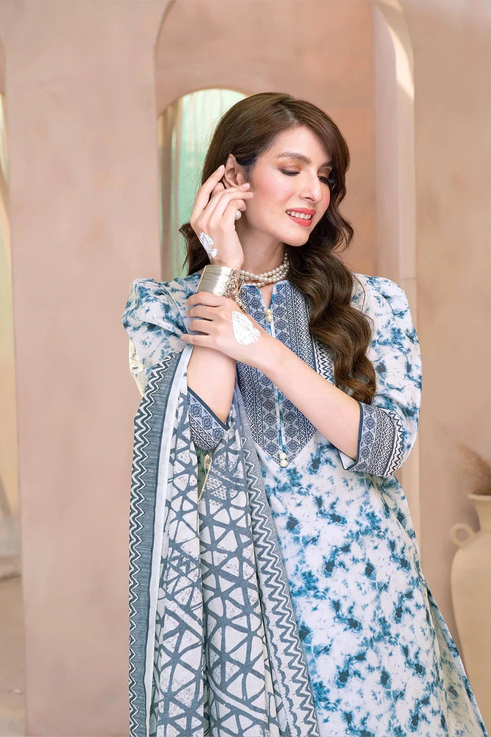 3PC Printed Unstitched Lawn Suit KLA-3287 Printed KHAS STORES 