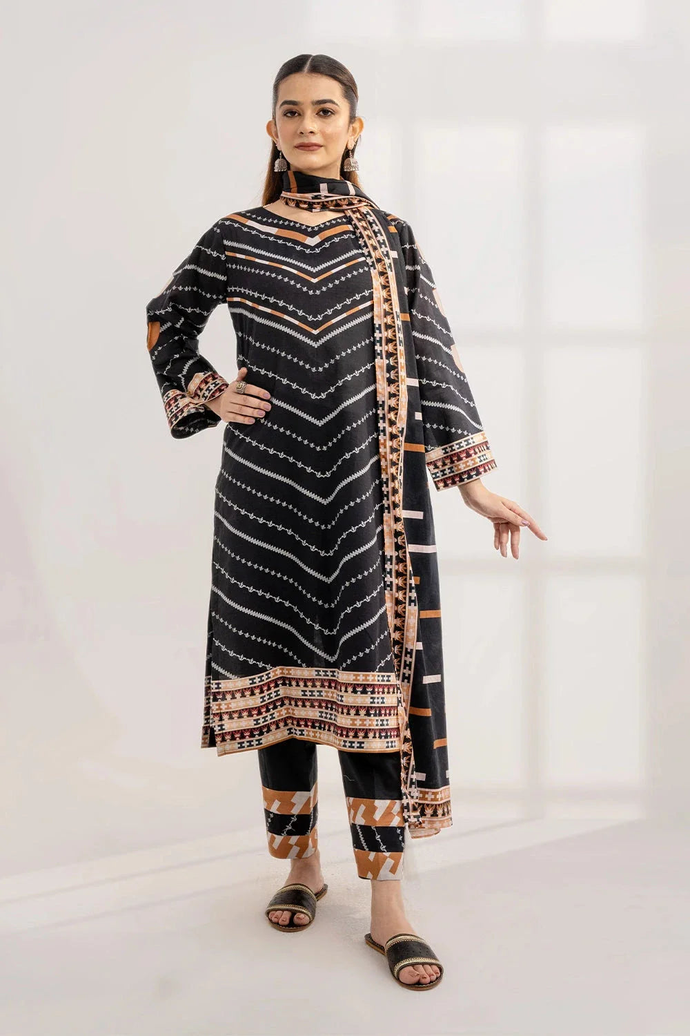 3PC Printed Unstitched Lawn Suit KLA-3288 Printed KHAS STORES 