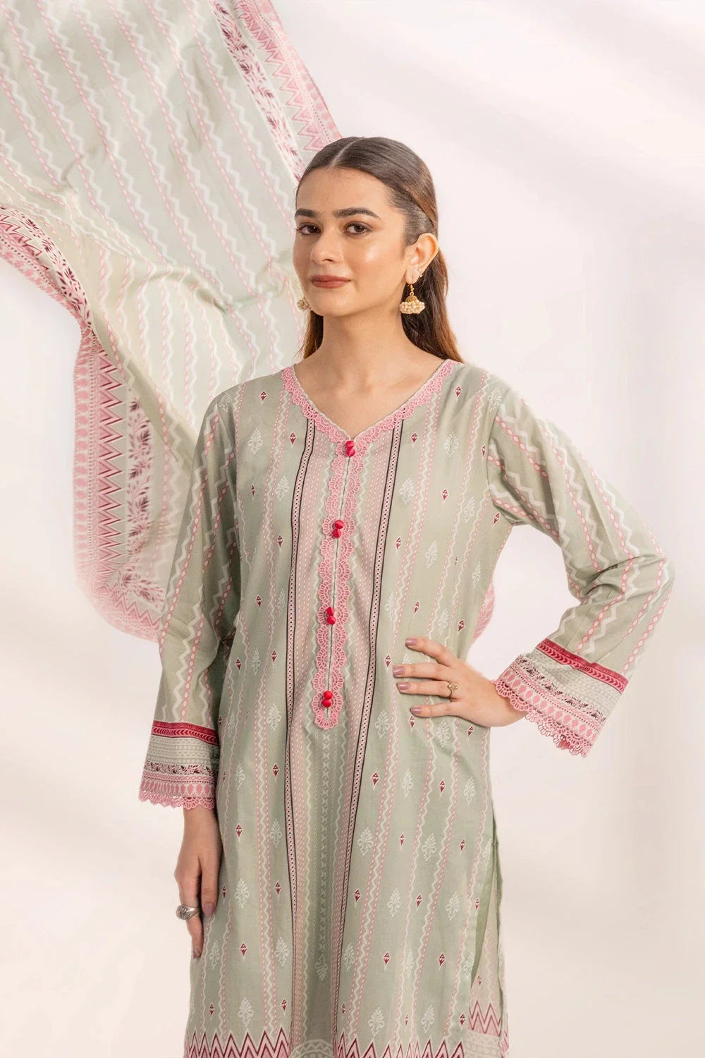 3PC Printed Unstitched Lawn Suit KLA-3290 Printed KHAS STORES 