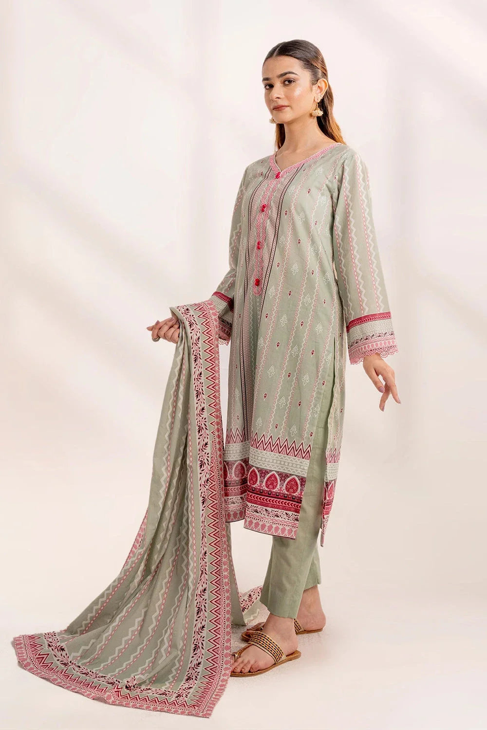 3PC Printed Unstitched Lawn Suit KLA-3290 Printed KHAS STORES 